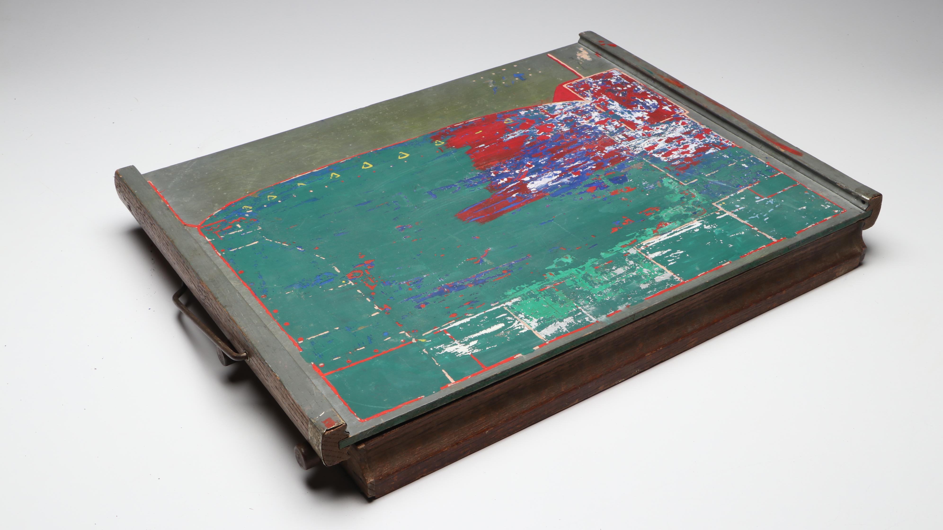 Lewis W. Myers & Co. "Home Teacher" Portable Wooden Desk with Flag Poster