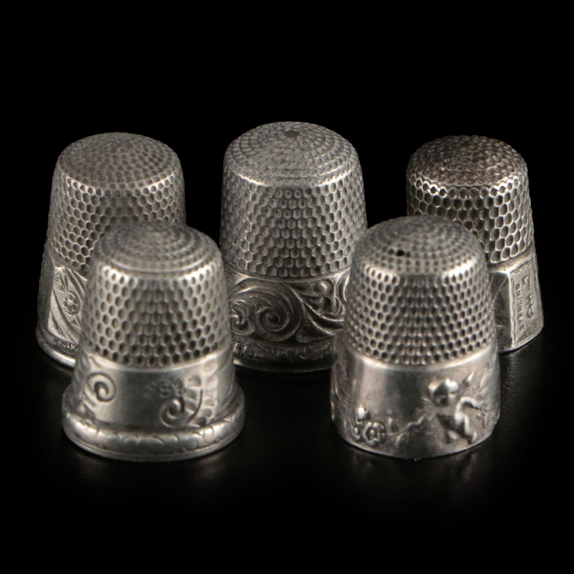 Simons Bros. and Other Embossed and Engraved Sterling Silver Thimbles
