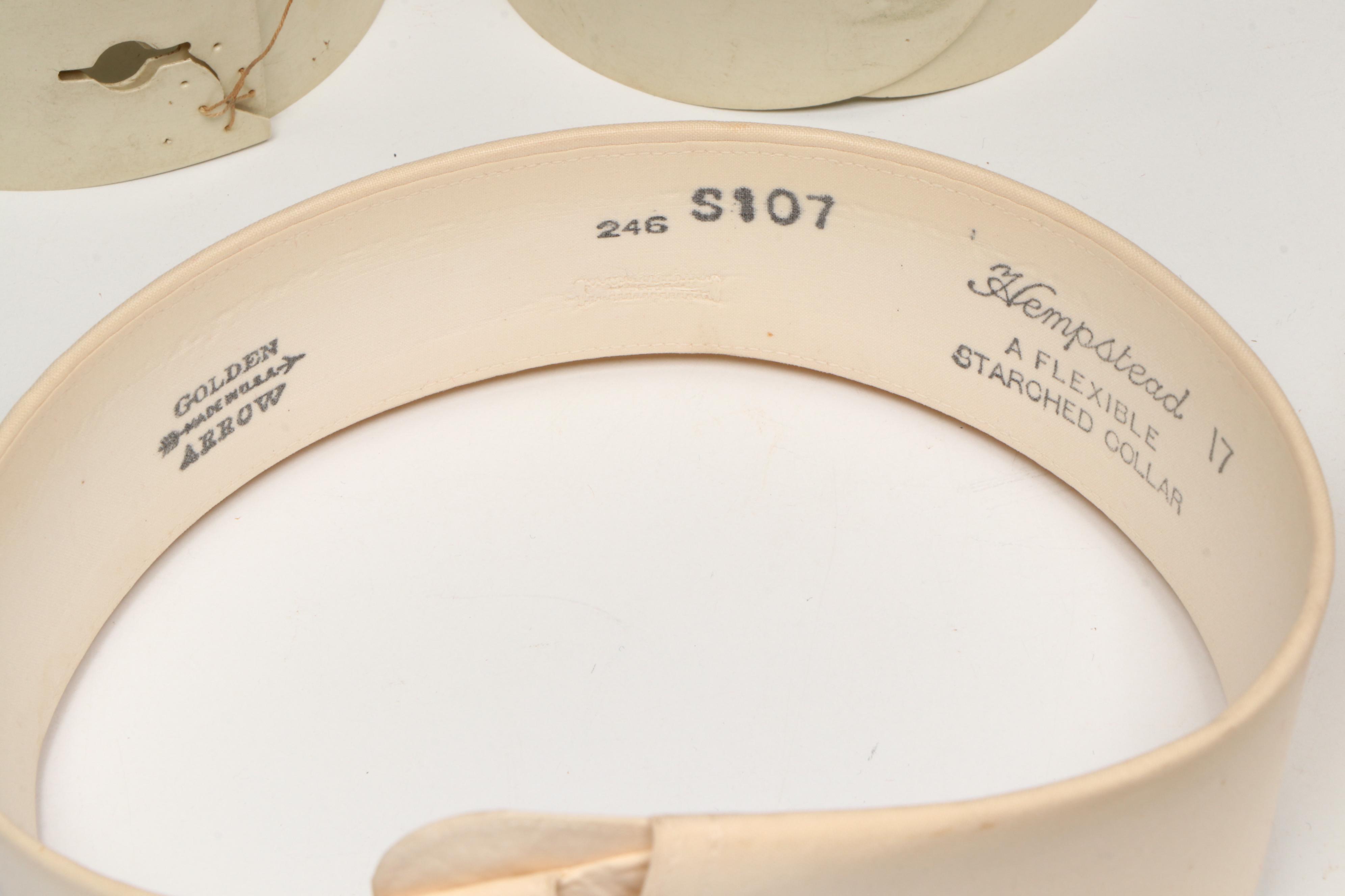 Embossed Pink Collar Box with an Assortment of Starched Collars