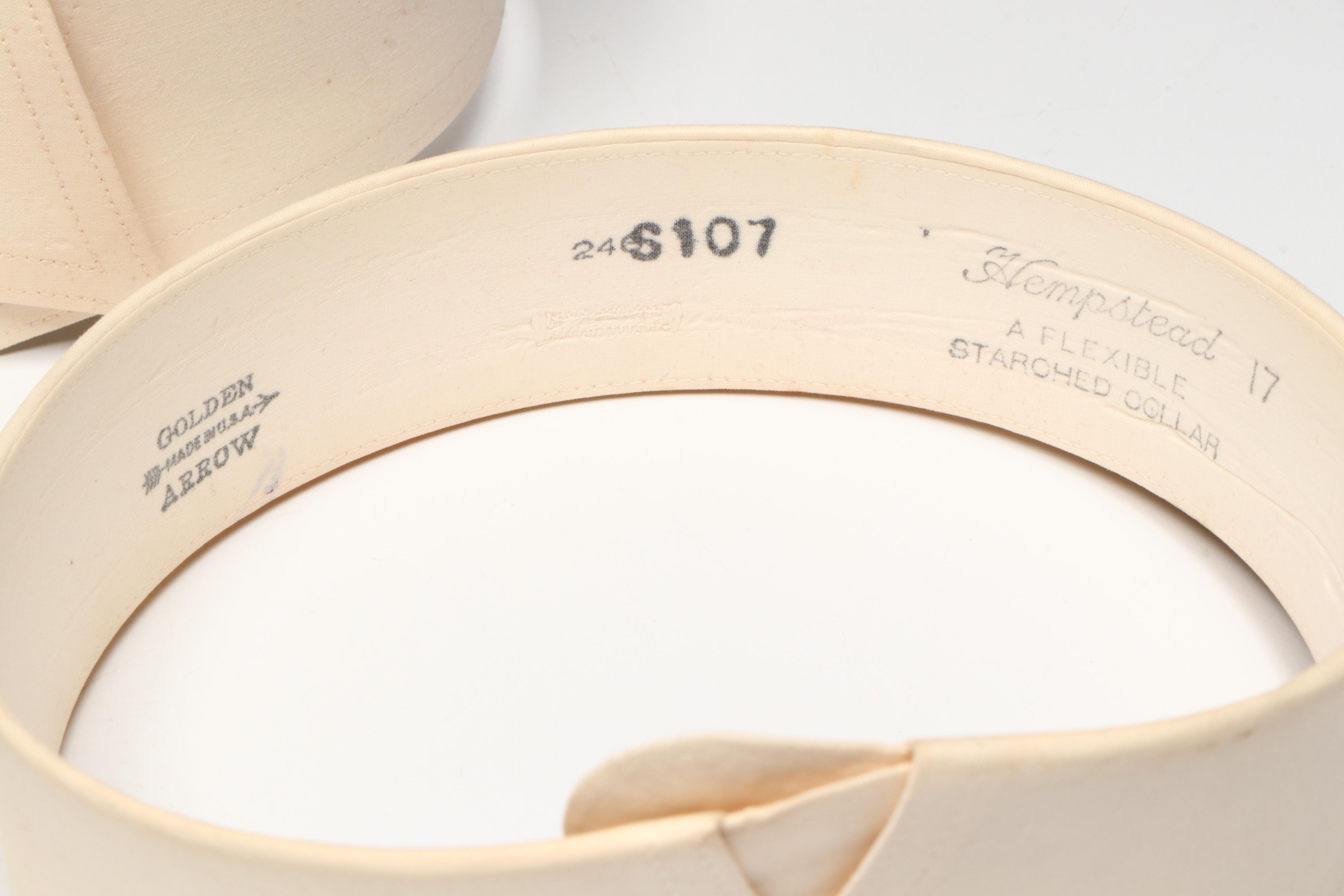 Embossed Pink Collar Box with an Assortment of Starched Collars