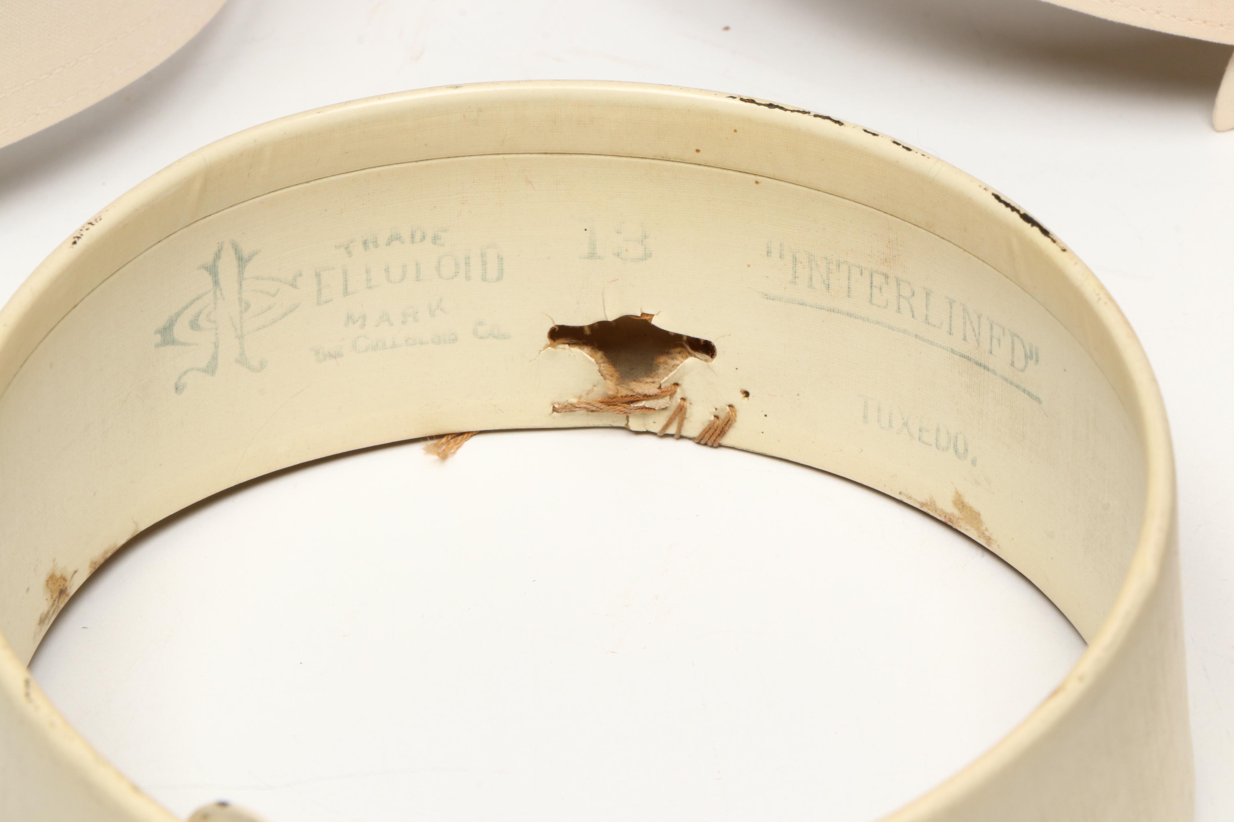 Embossed Pink Collar Box with an Assortment of Starched Collars