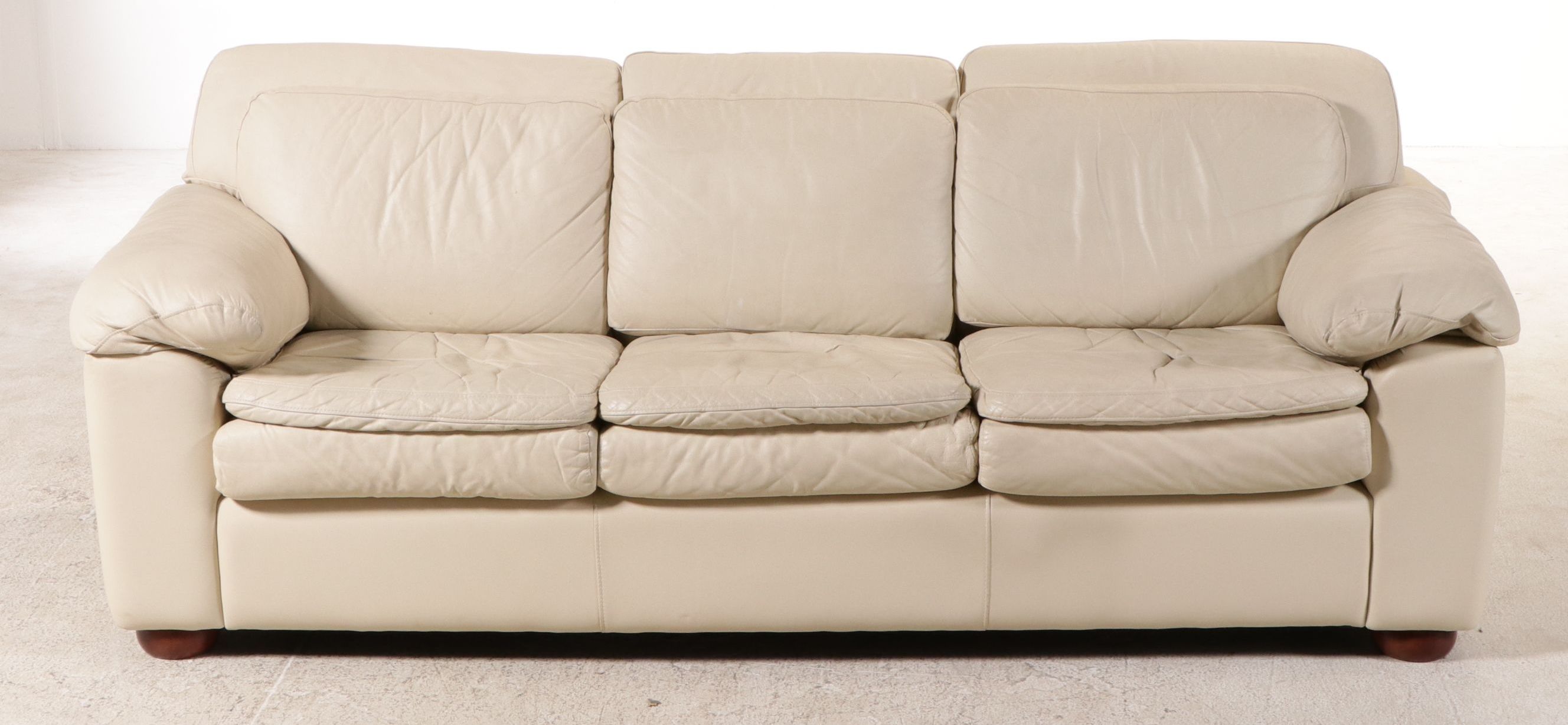 Center Leather Cream Sofa