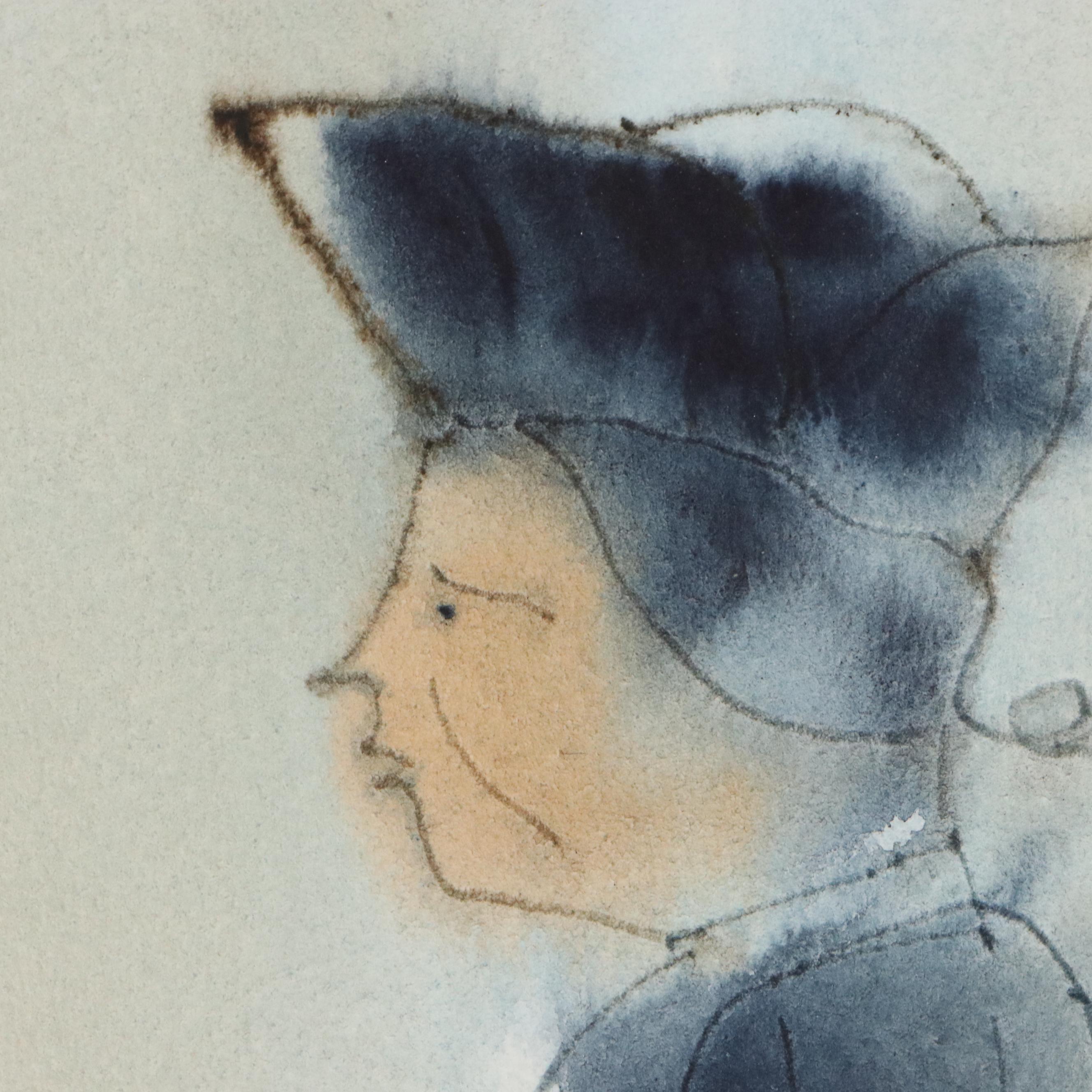 Roger Haas Watercolor Painting of Civil War Military Drummer, 20th Century