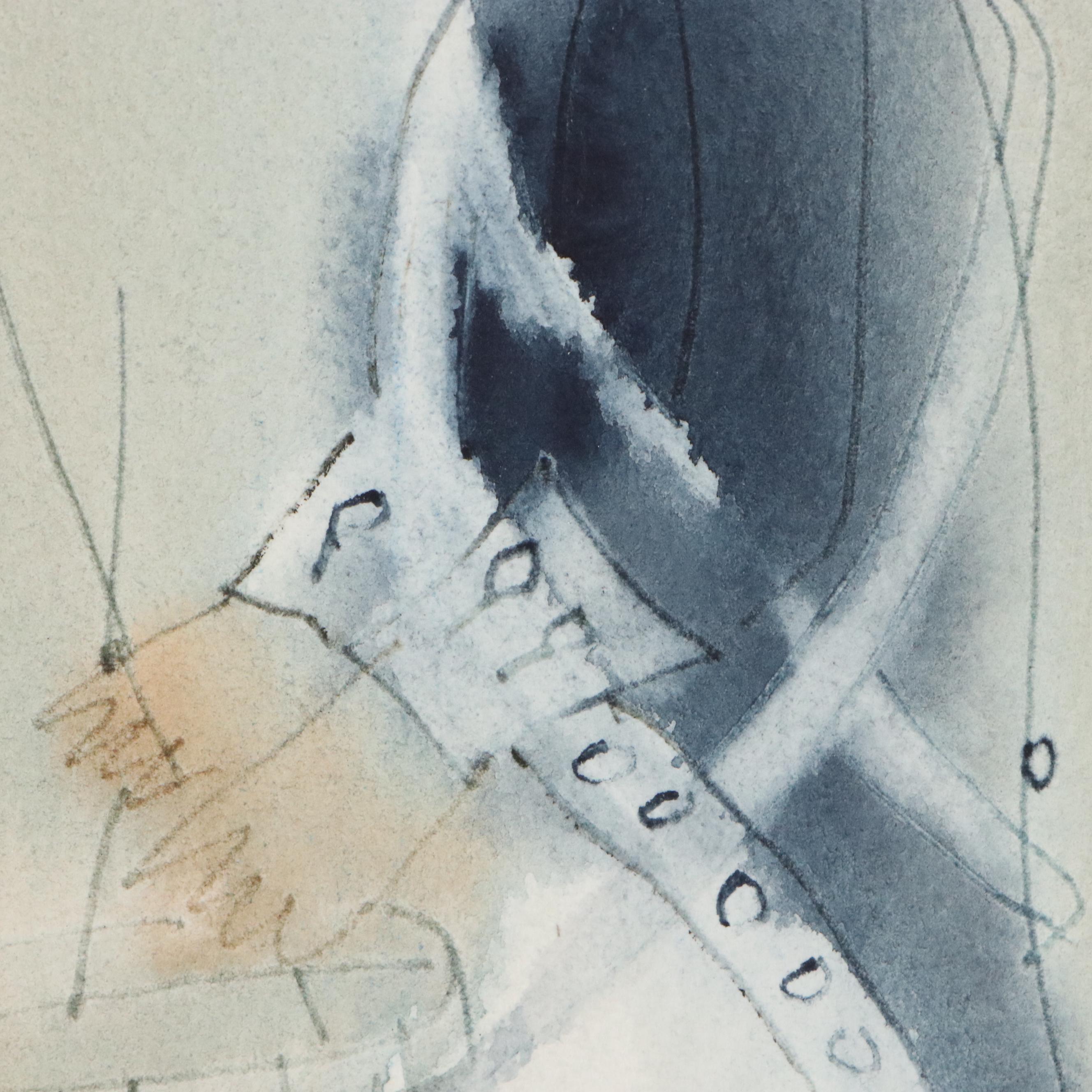 Roger Haas Watercolor Painting of Civil War Military Drummer, 20th Century