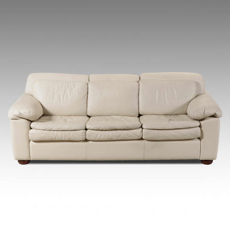 Center Leather Cream Sofa