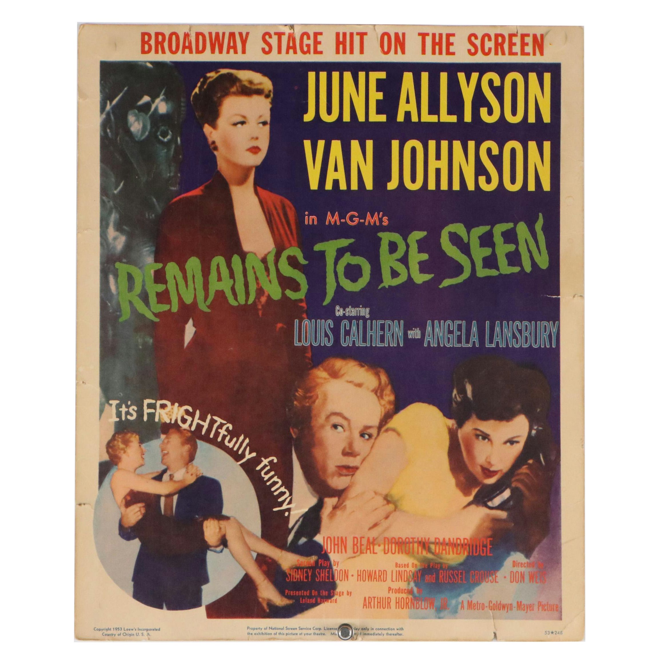"Remains To Be Seen" Offset Lithograph Movie Poster, 1953