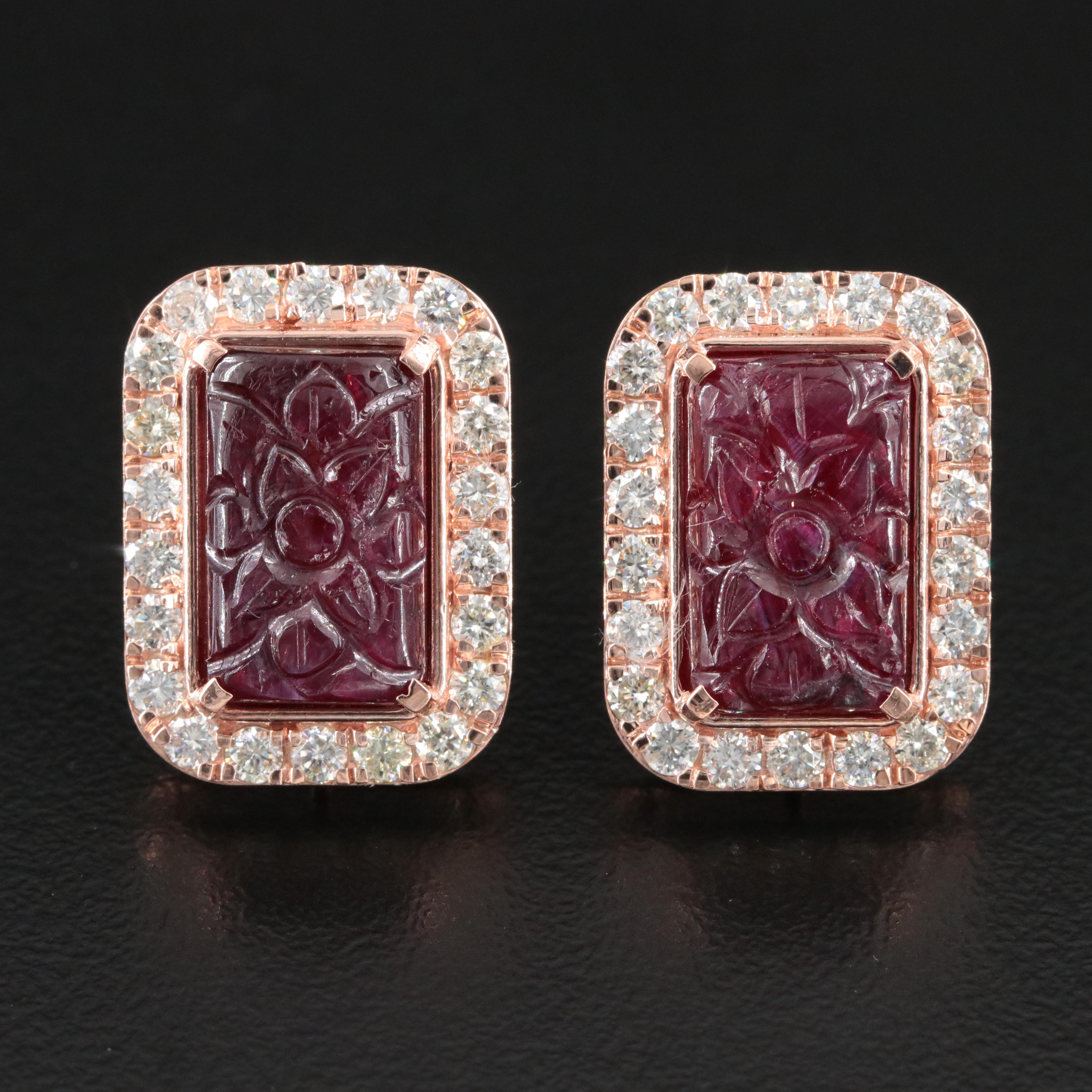 14K 8.25 CTW Ruby and 1.50 CTW Diamond Earrings