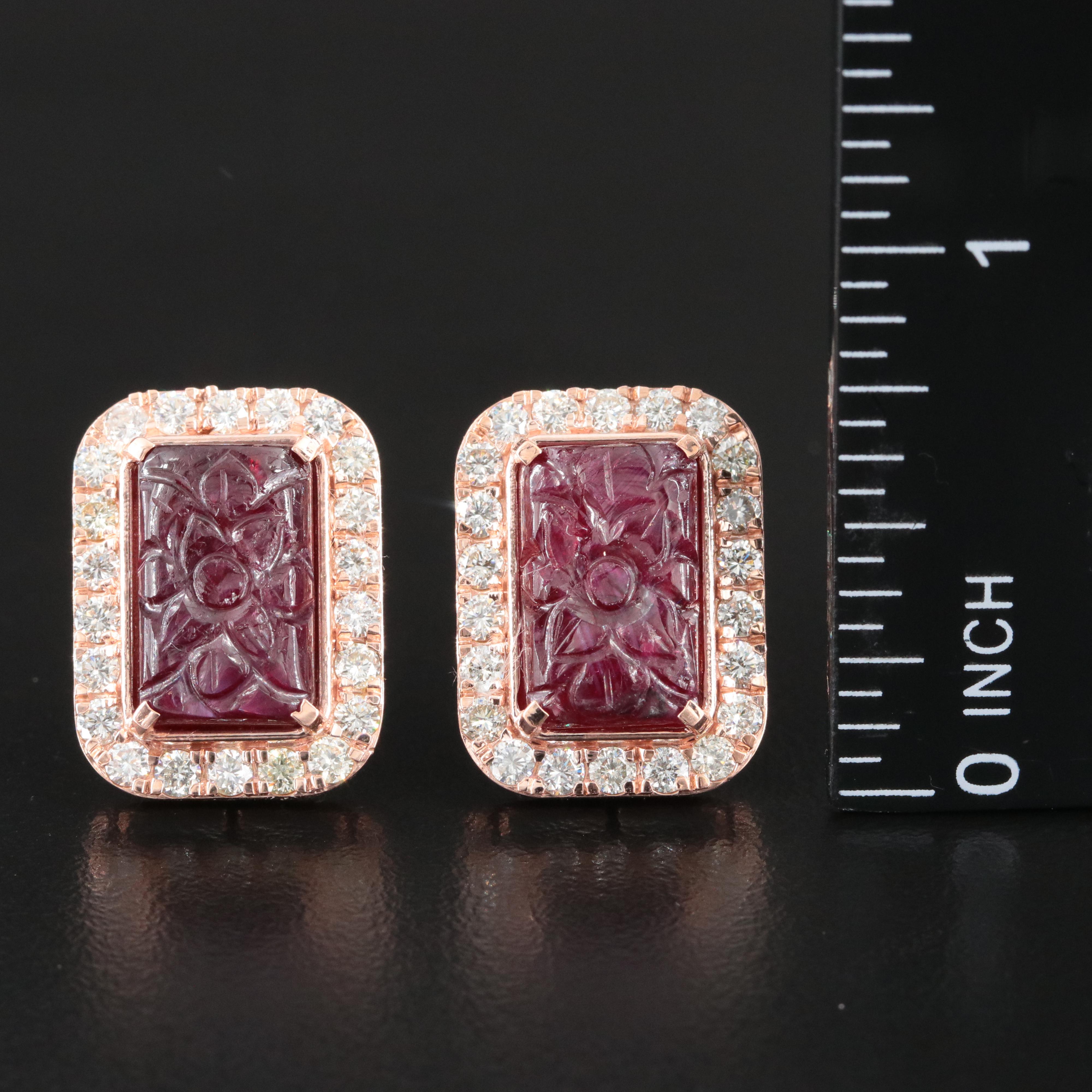 14K 8.25 CTW Ruby and 1.50 CTW Diamond Earrings