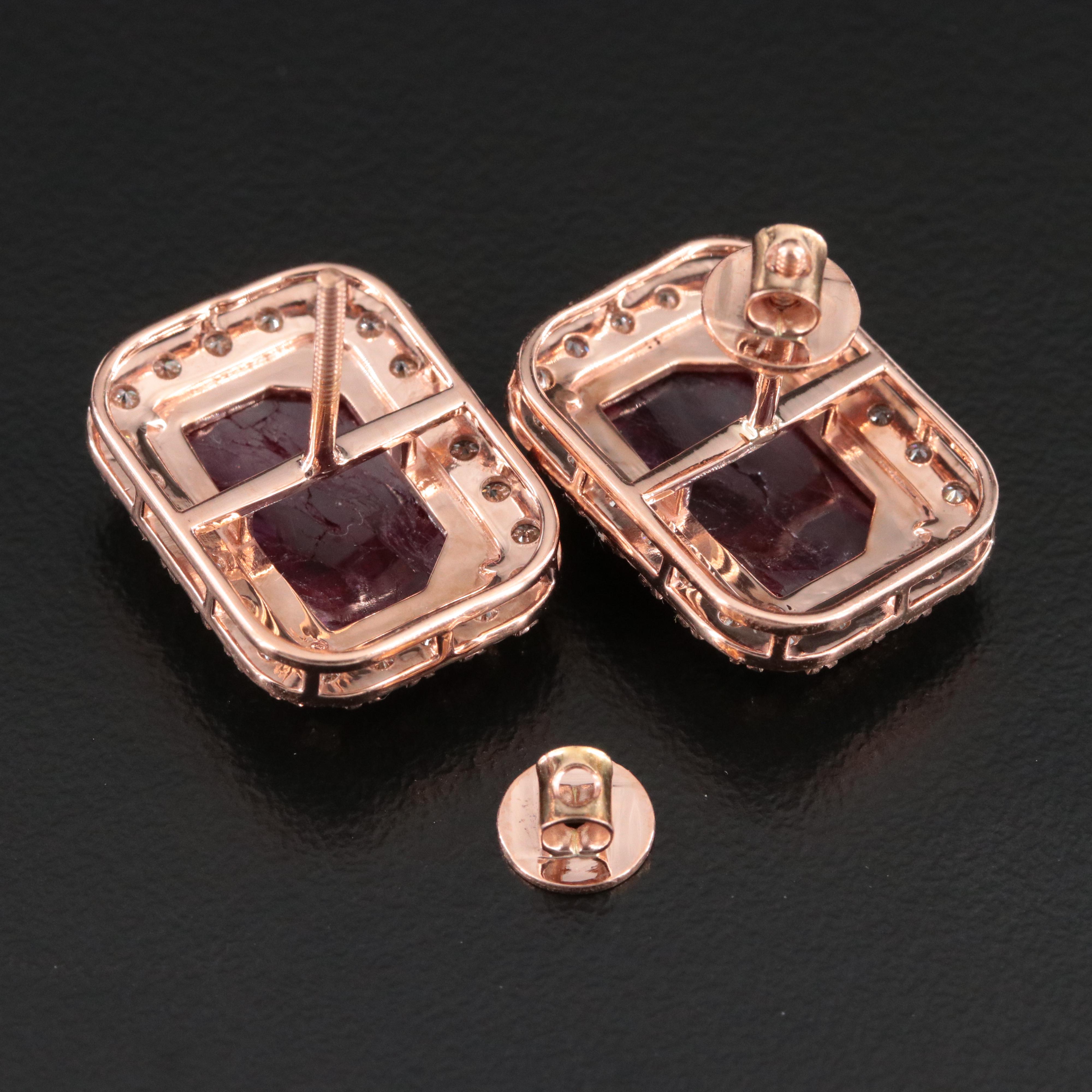 14K 8.25 CTW Ruby and 1.50 CTW Diamond Earrings