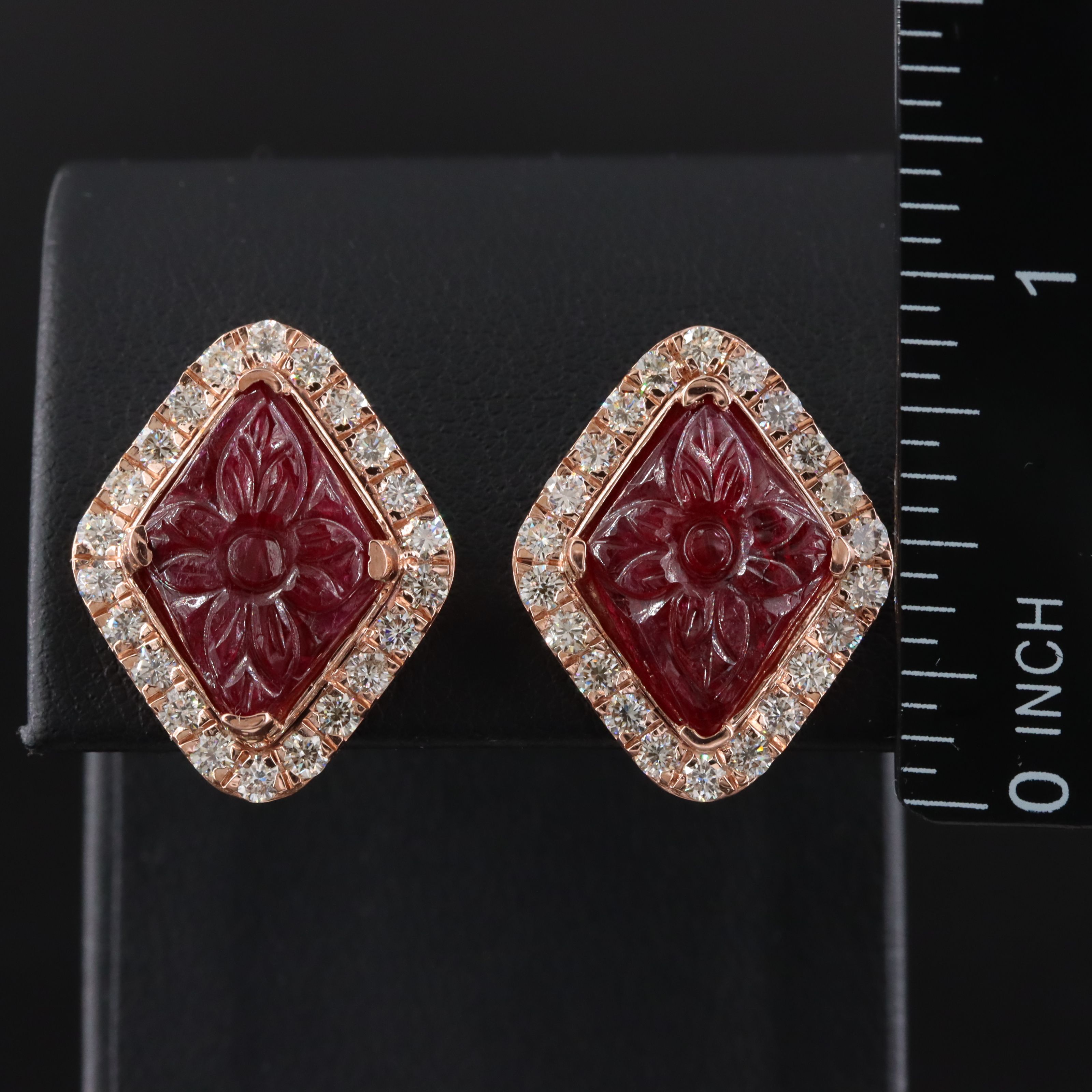 14K Rose Gold 7.37 CTW Ruby and 1.66 CTW Diamond Earrings