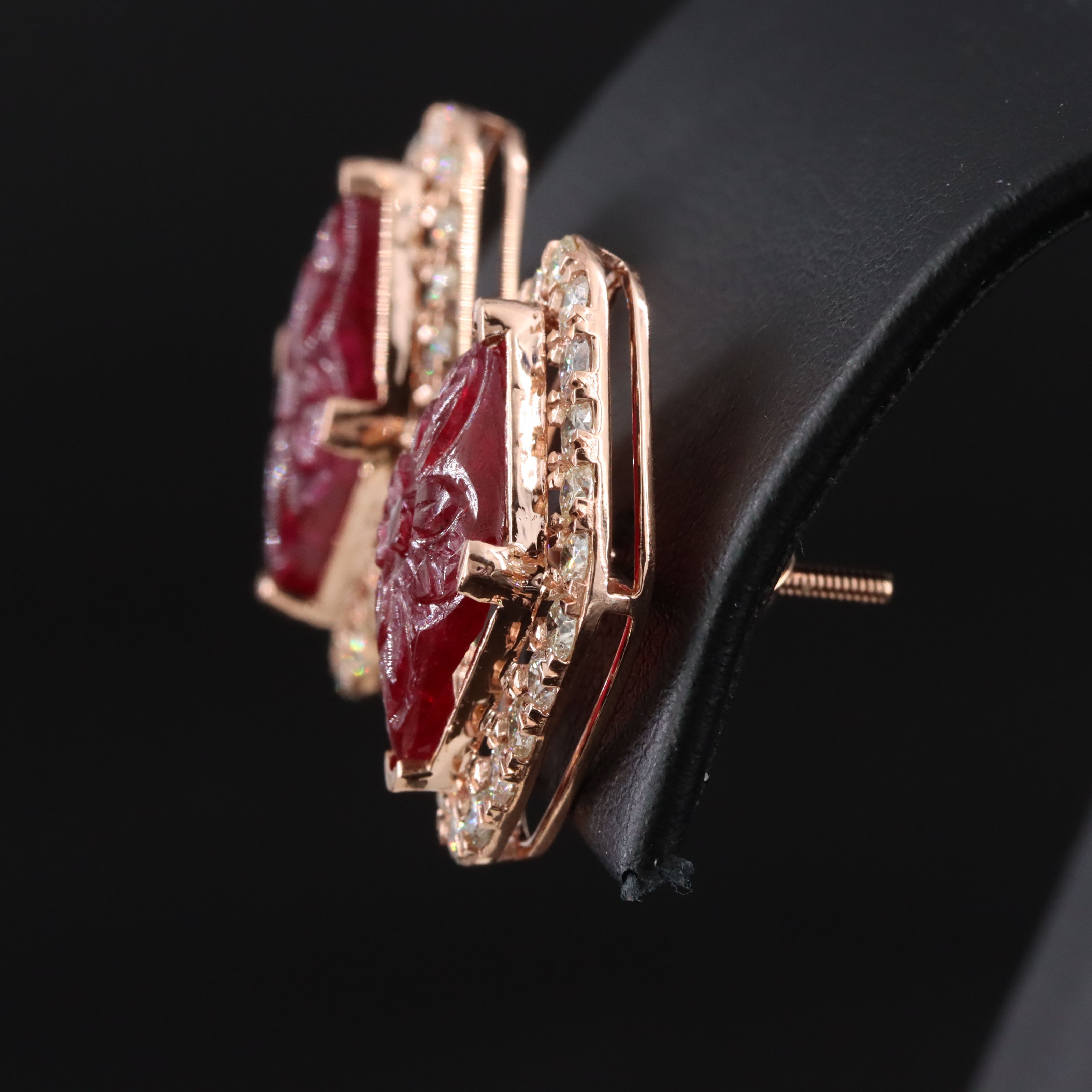 14K Rose Gold 7.37 CTW Ruby and 1.66 CTW Diamond Earrings