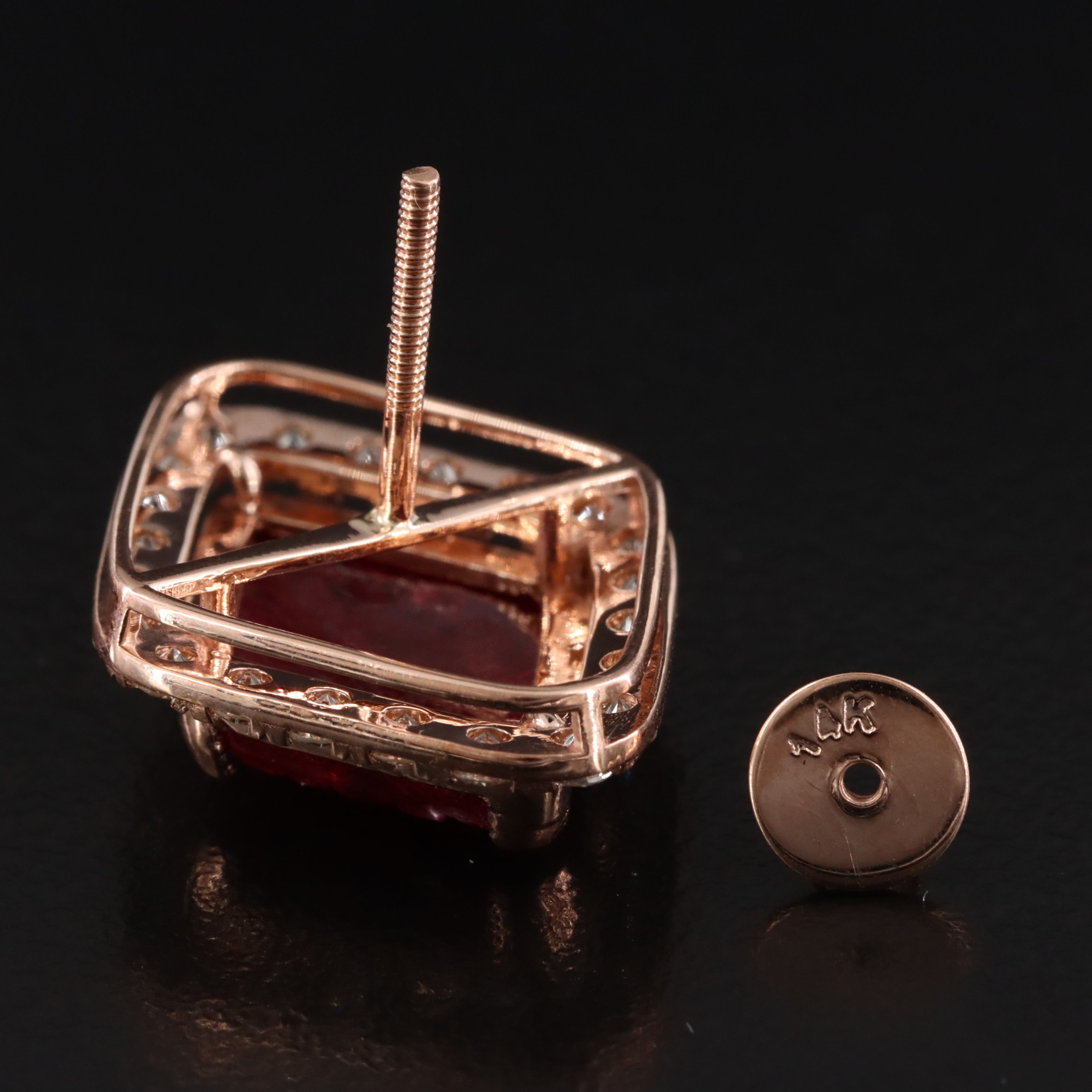 14K Rose Gold 7.37 CTW Ruby and 1.66 CTW Diamond Earrings