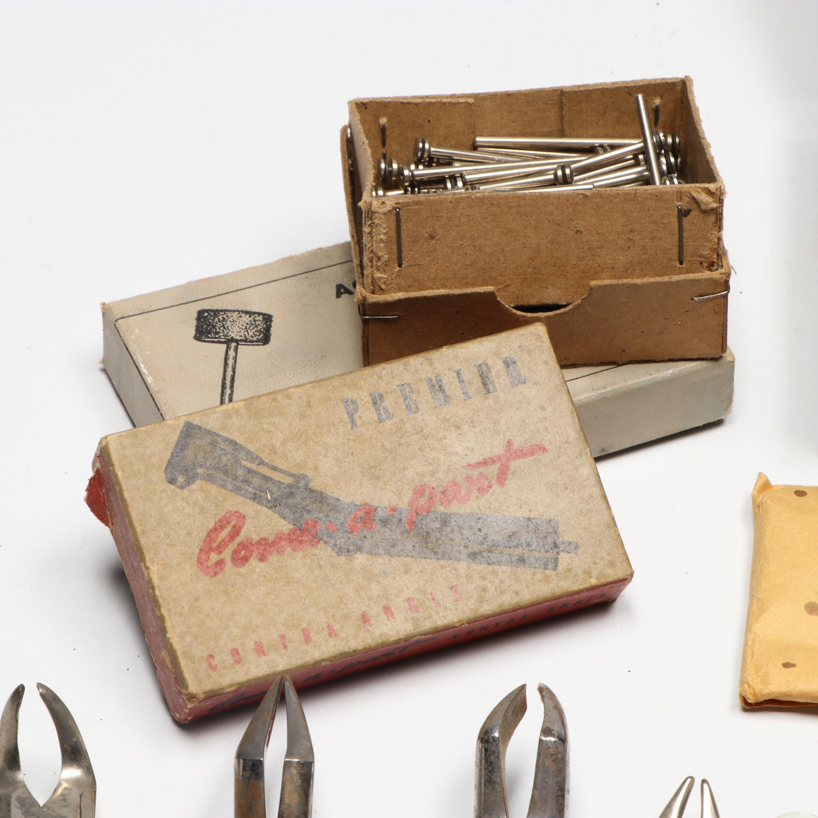 Celluloid and Wood Handle Chisels with Other Vintage Dental Instruments