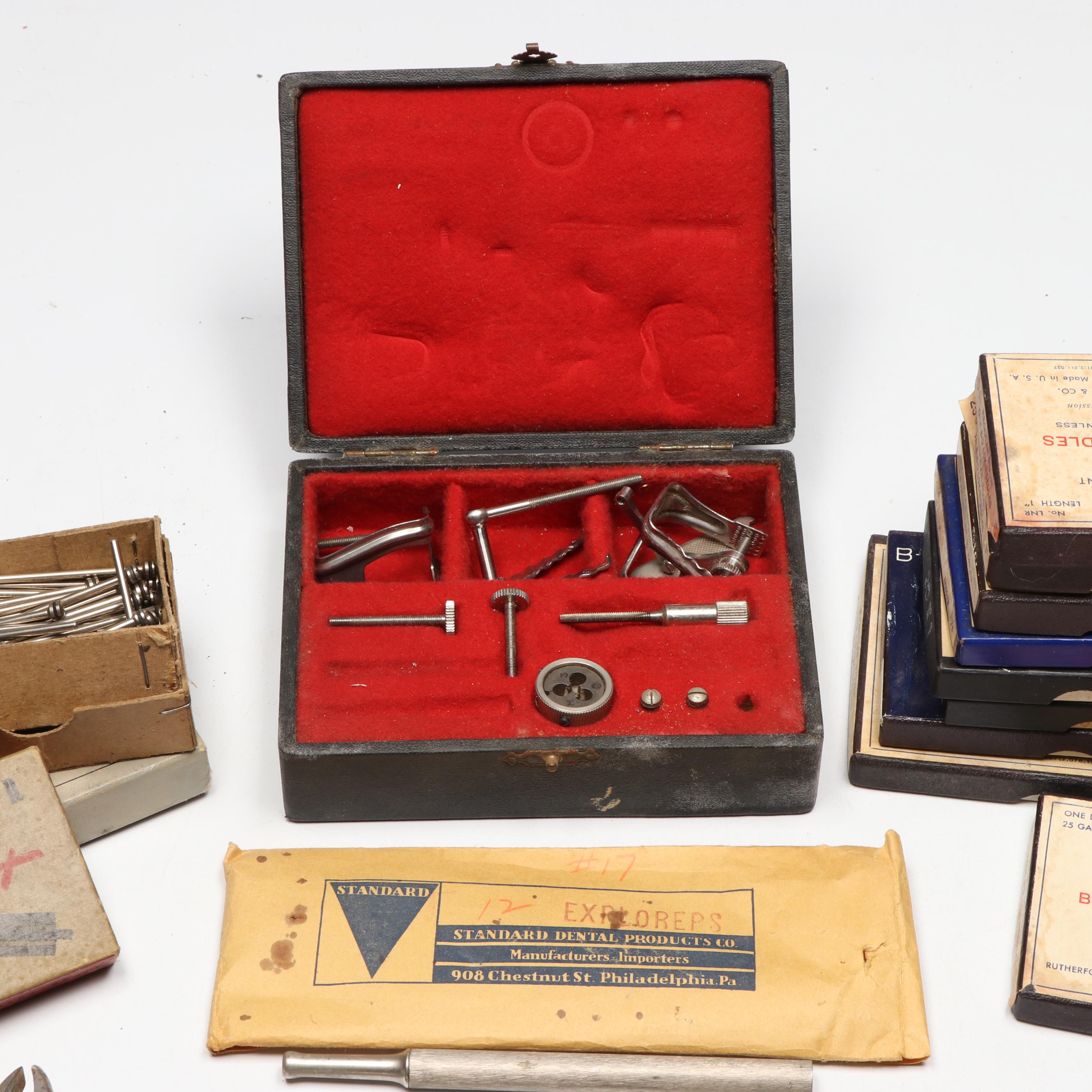 Celluloid and Wood Handle Chisels with Other Vintage Dental Instruments