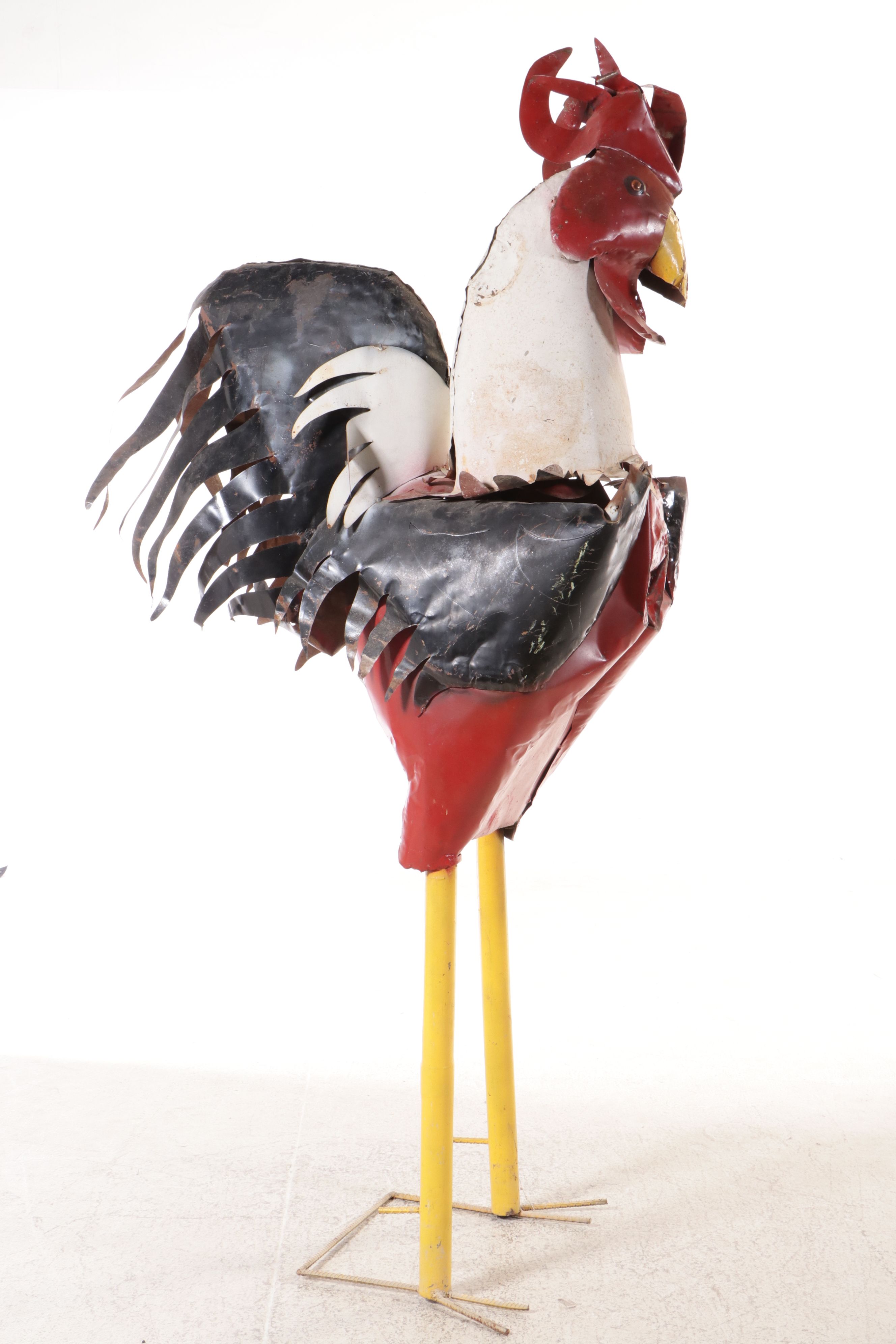 Whimsical Cut Steel Rooster Garden Statue