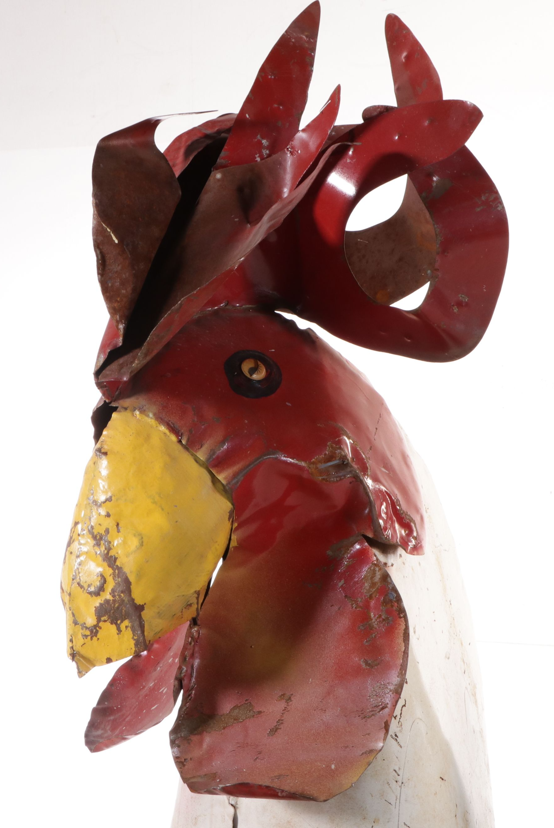 Whimsical Cut Steel Rooster Garden Statue