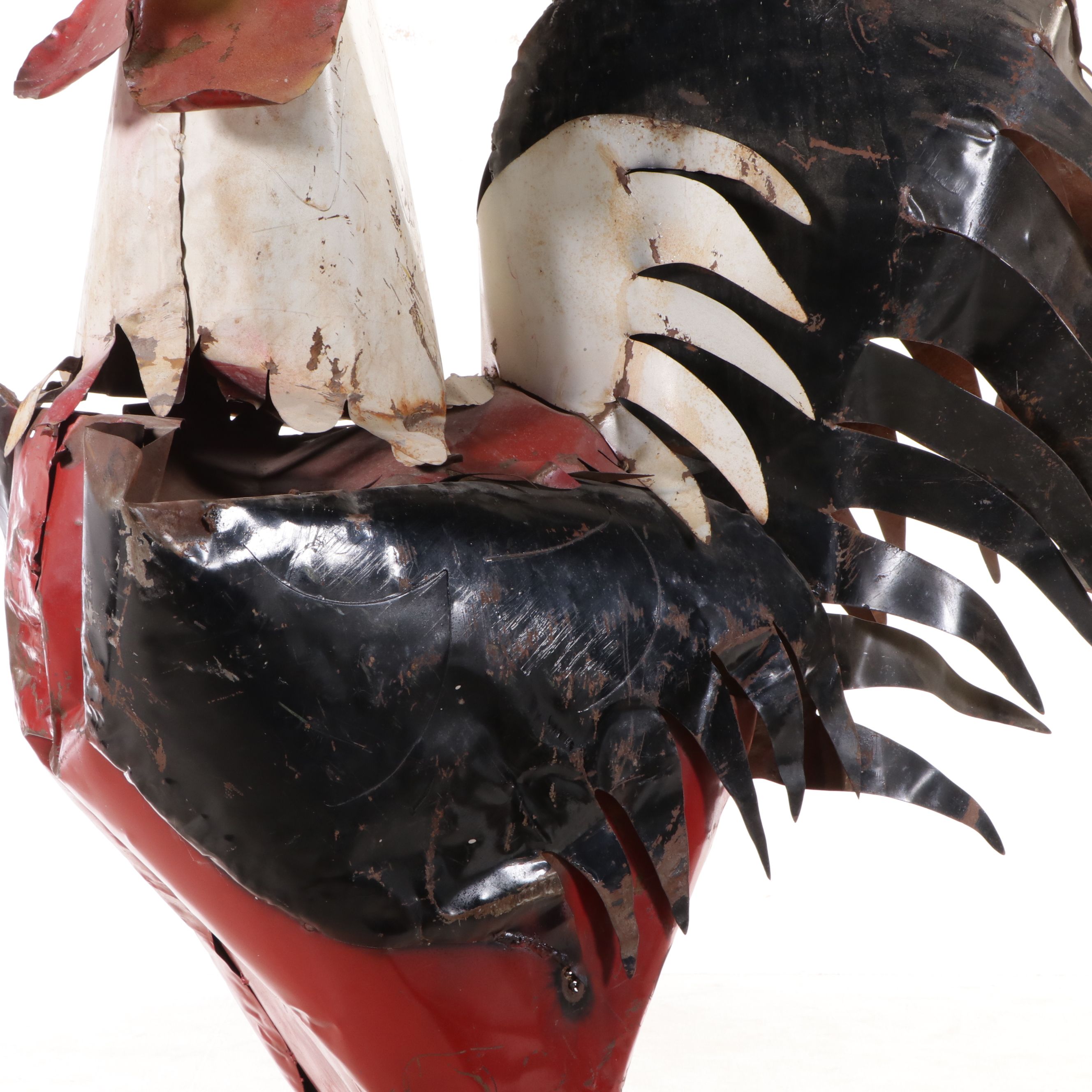 Whimsical Cut Steel Rooster Garden Statue