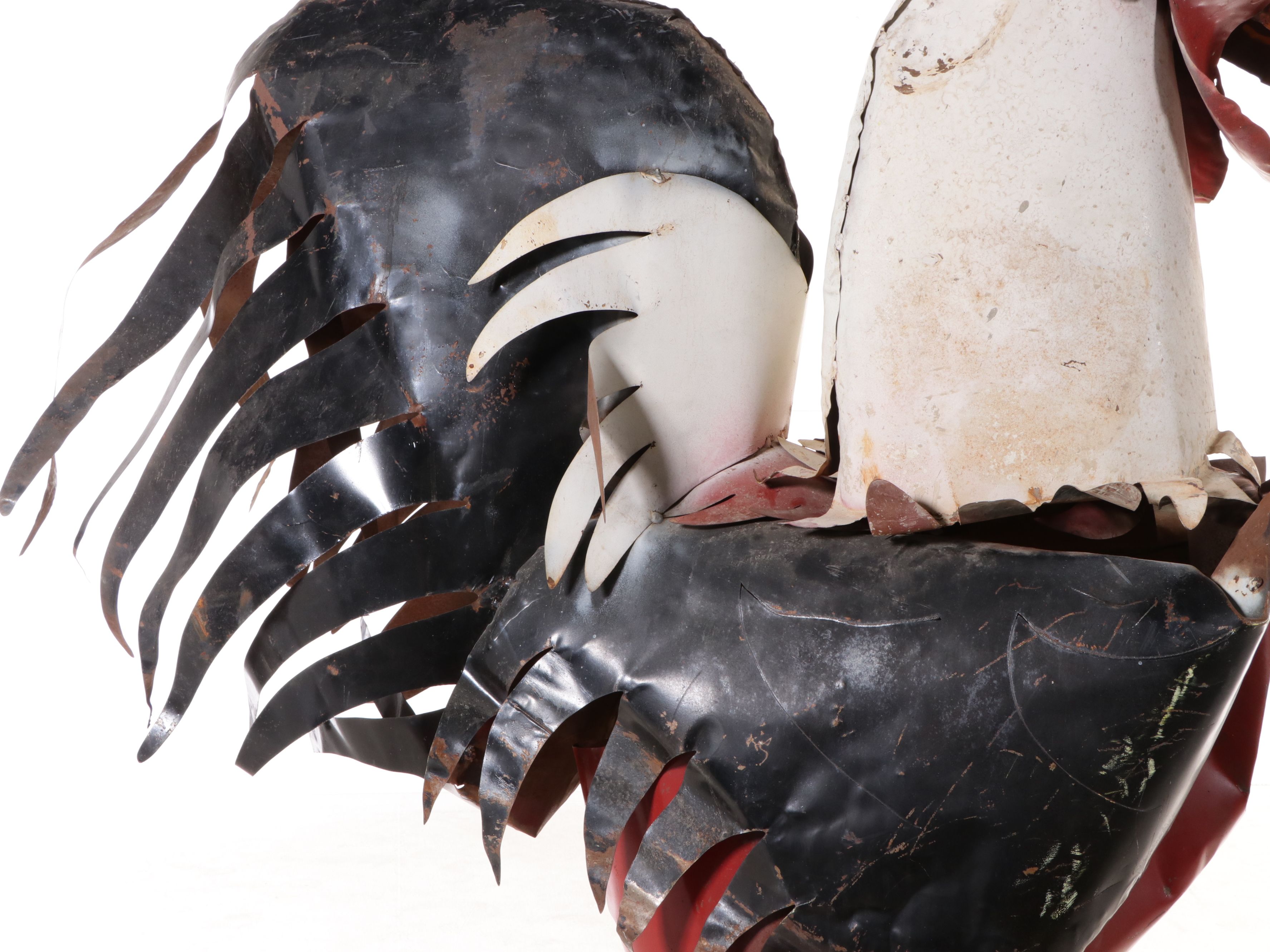 Whimsical Cut Steel Rooster Garden Statue