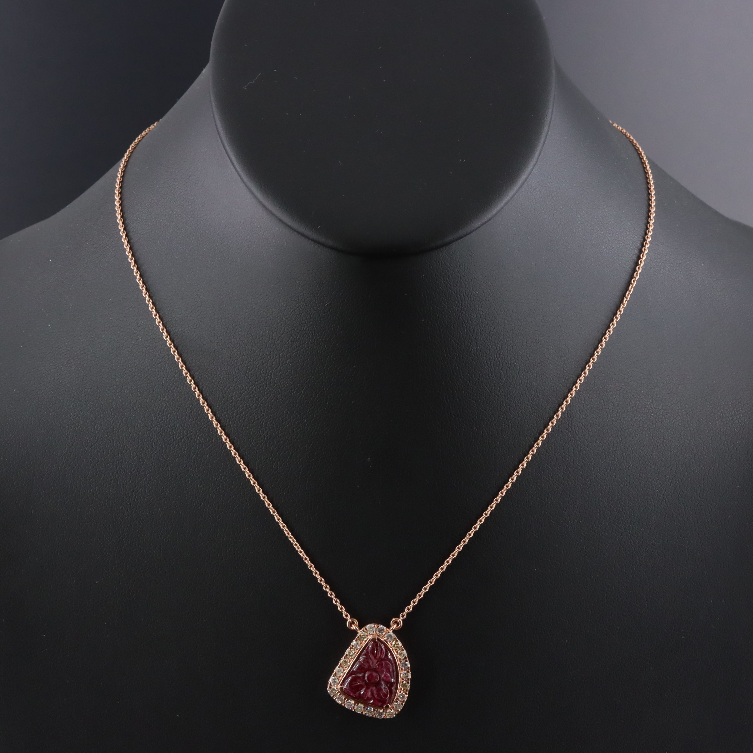 14K Rose Gold 3.14 CT Ruby and Diamond Necklace