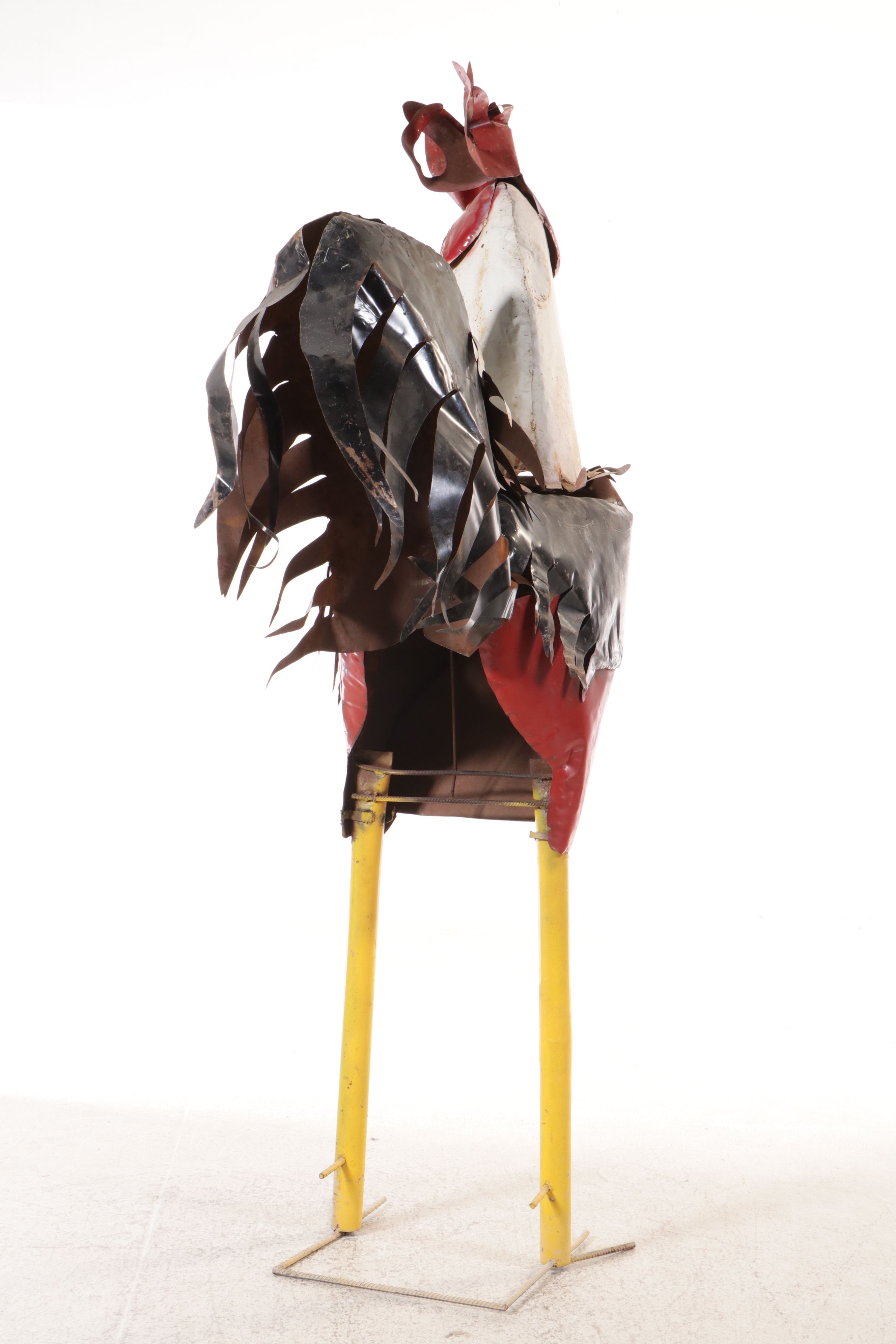 Whimsical Cut Steel Rooster Garden Statue