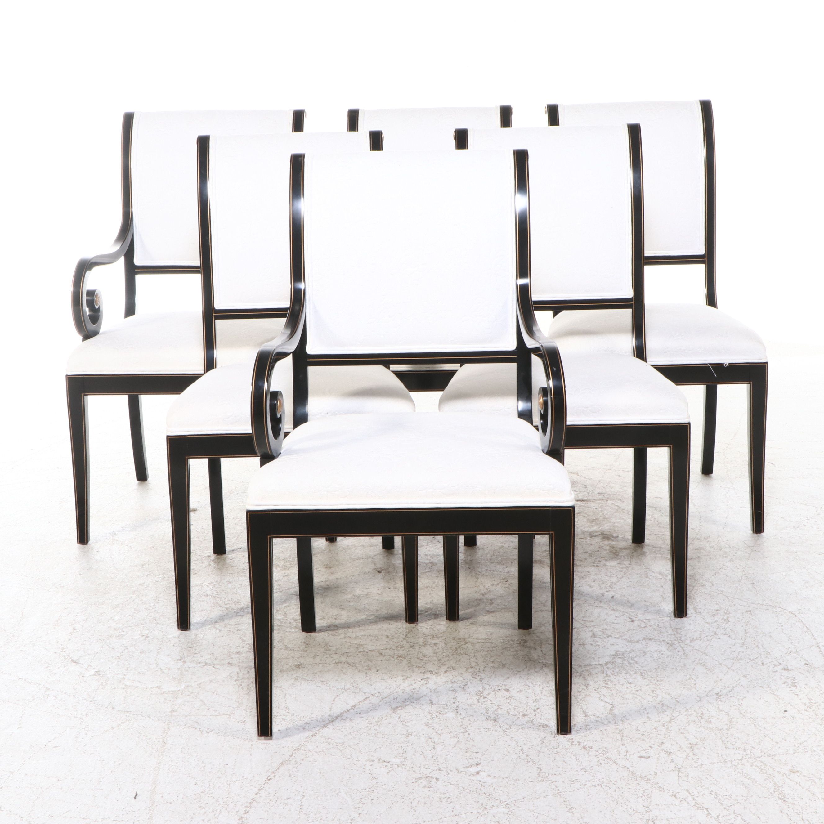 Set of Six Regency Style Lacquered Dining Chairs