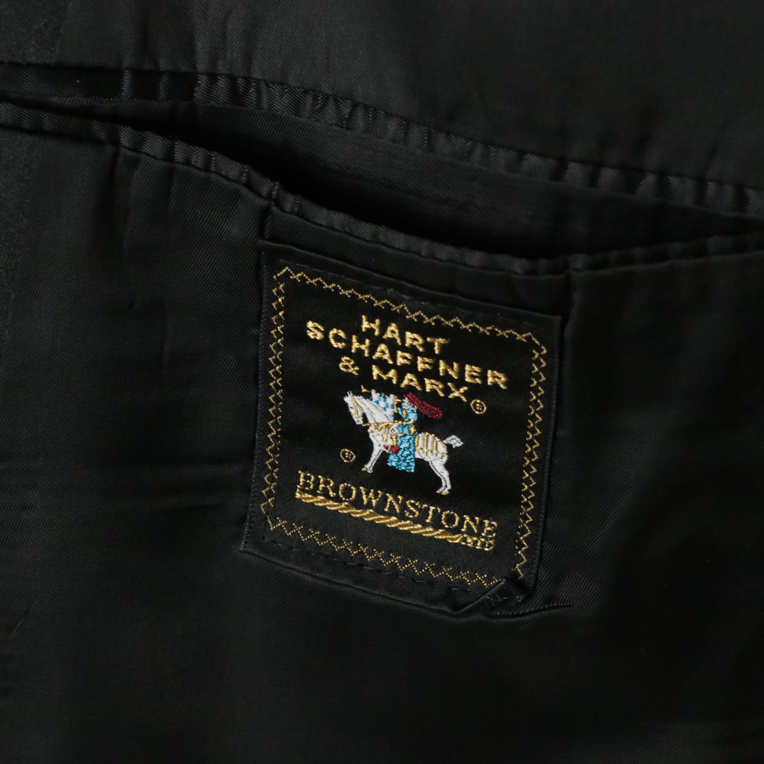 Hart Schaffner & Marx Black Virgin Wool Suit