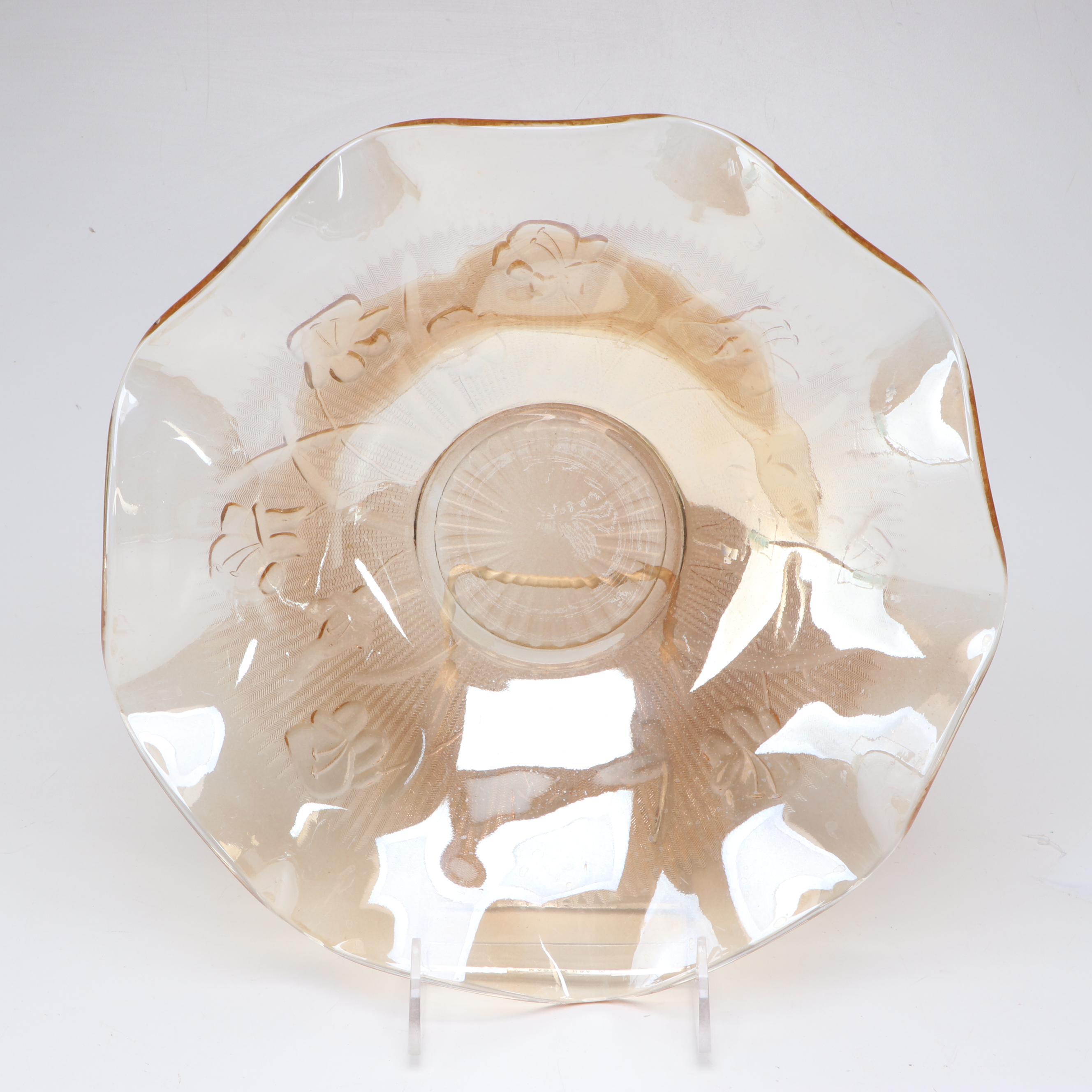 Consolidated Glass "Martele" Vases and Bowl, Jeannette Glass Centerpiece Bowl