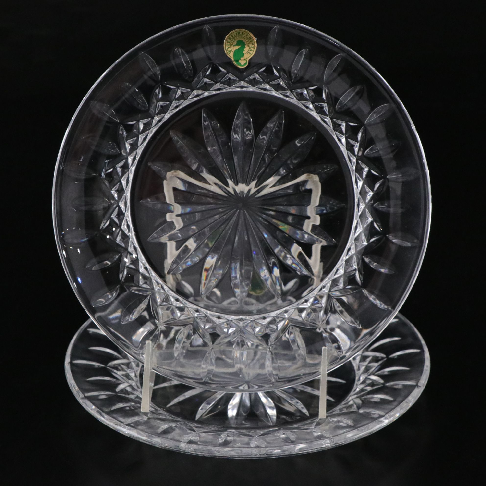 Waterford "Lismore" Crystal Offset Cake Server, Goblets, Claret, and Plates