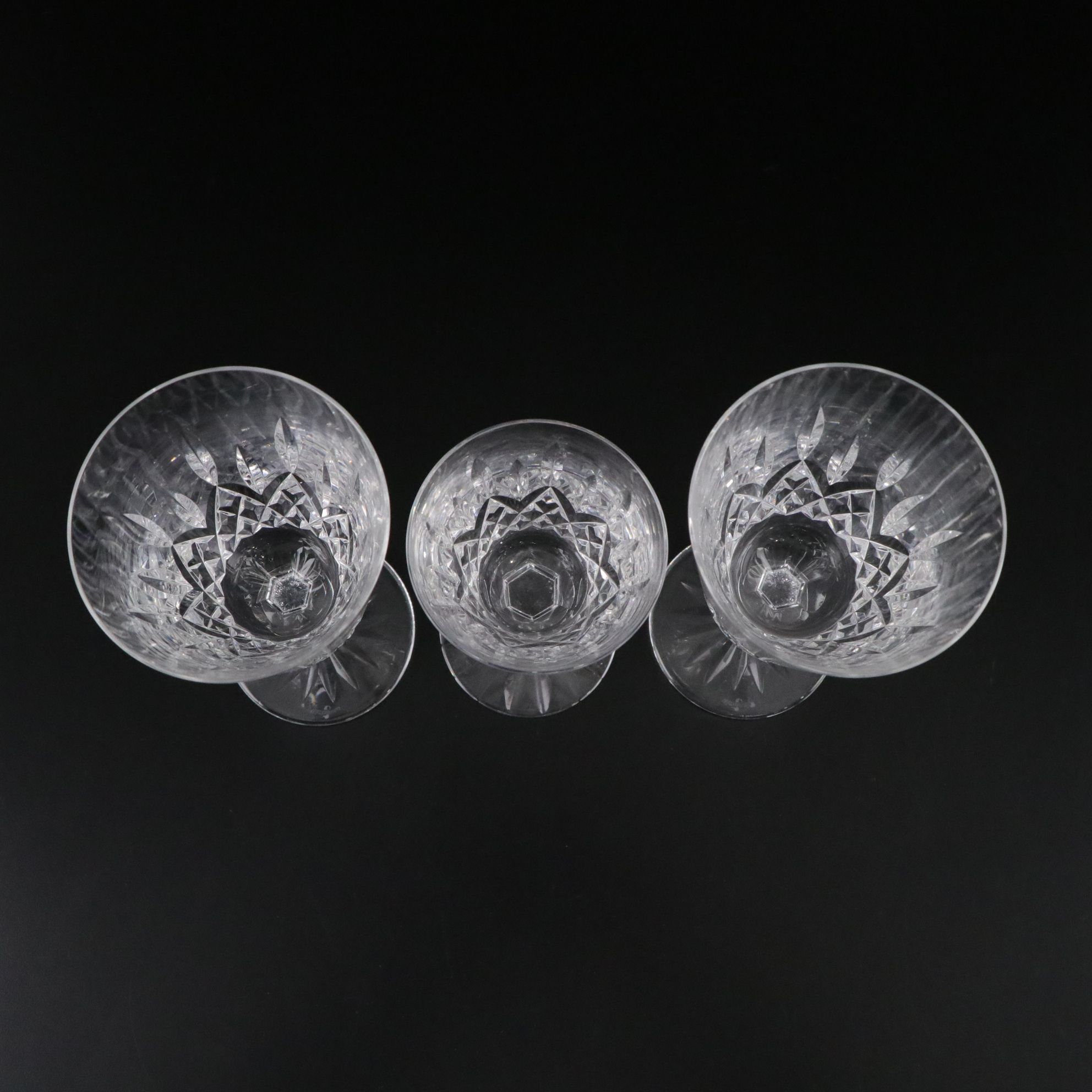 Waterford "Lismore" Crystal Offset Cake Server, Goblets, Claret, and Plates