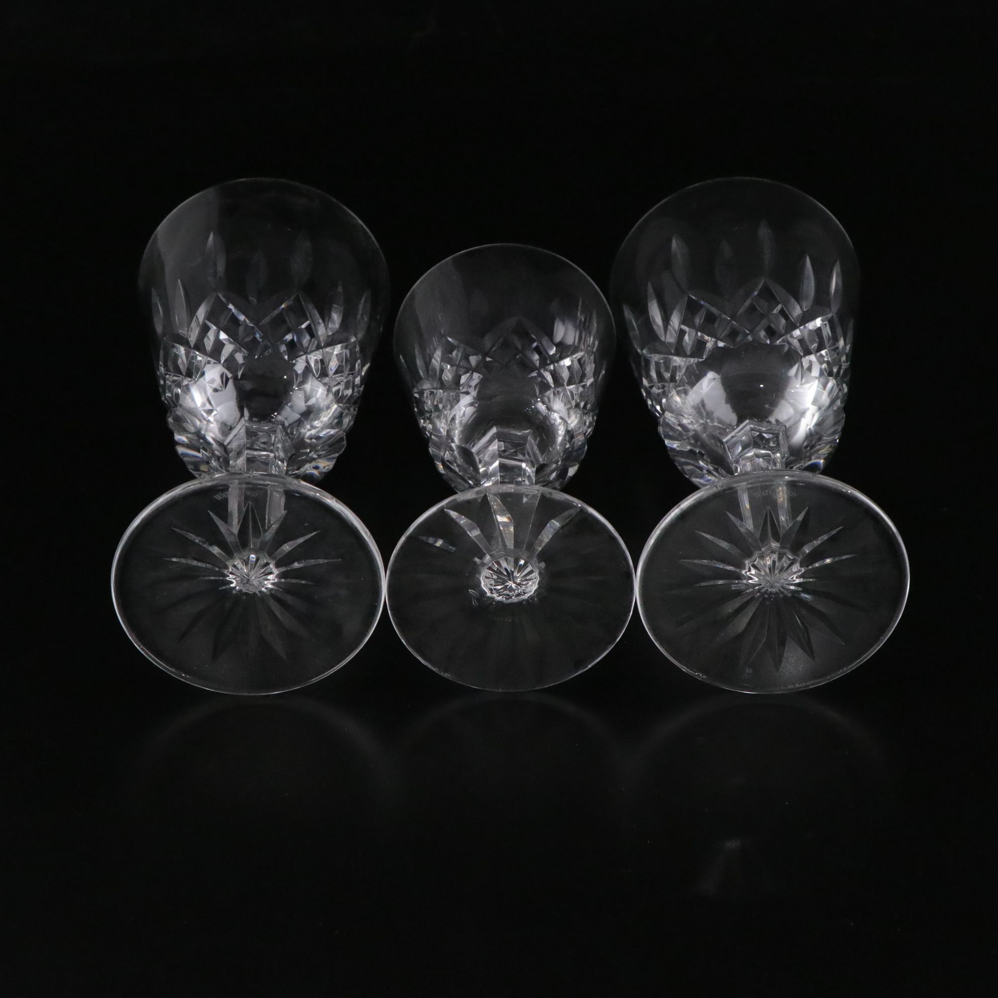 Waterford "Lismore" Crystal Offset Cake Server, Goblets, Claret, and Plates