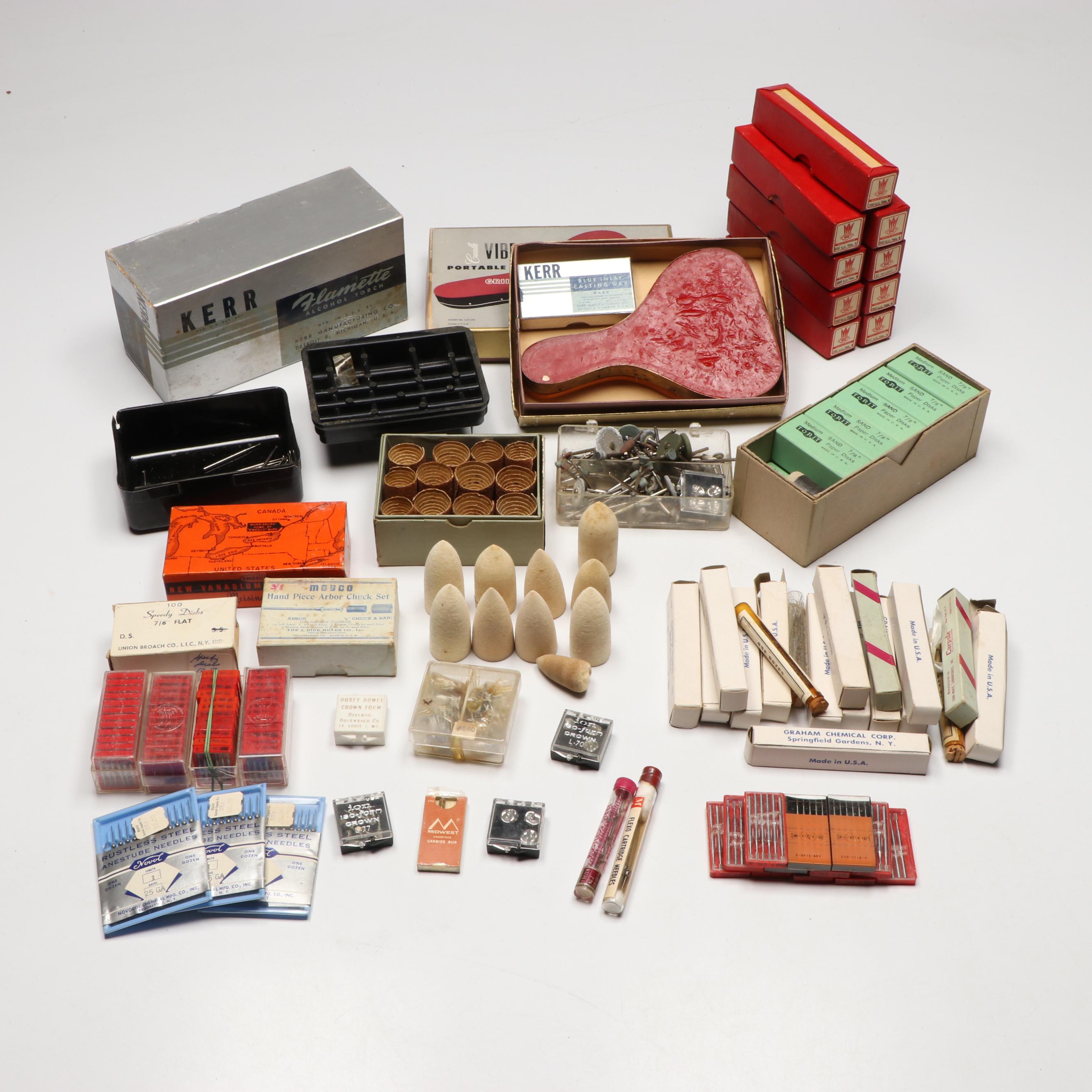 Caulk Portable Wax Work Bench with Alcohol Torch, Files and More Dental Supplies