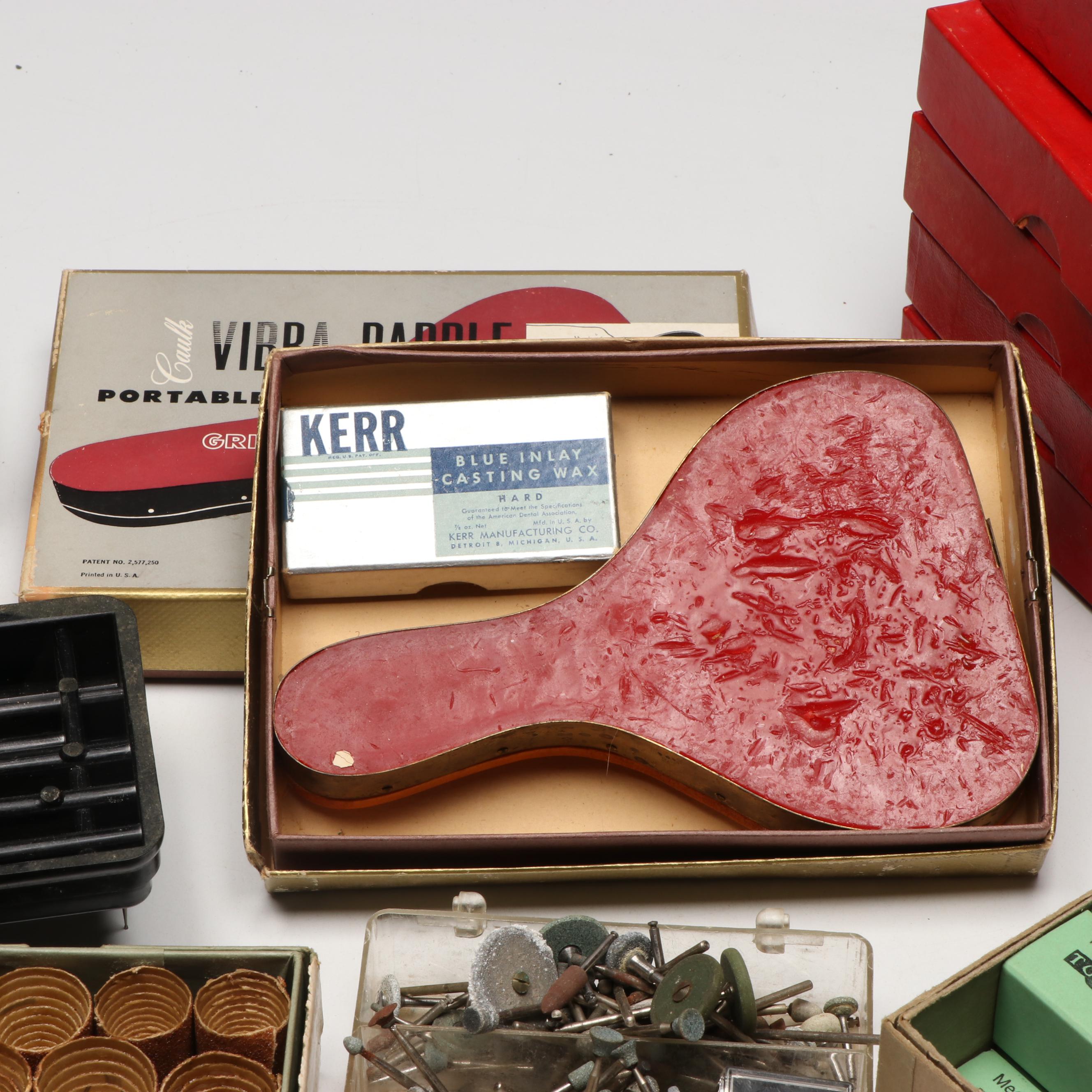 Caulk Portable Wax Work Bench with Alcohol Torch, Files and More Dental Supplies