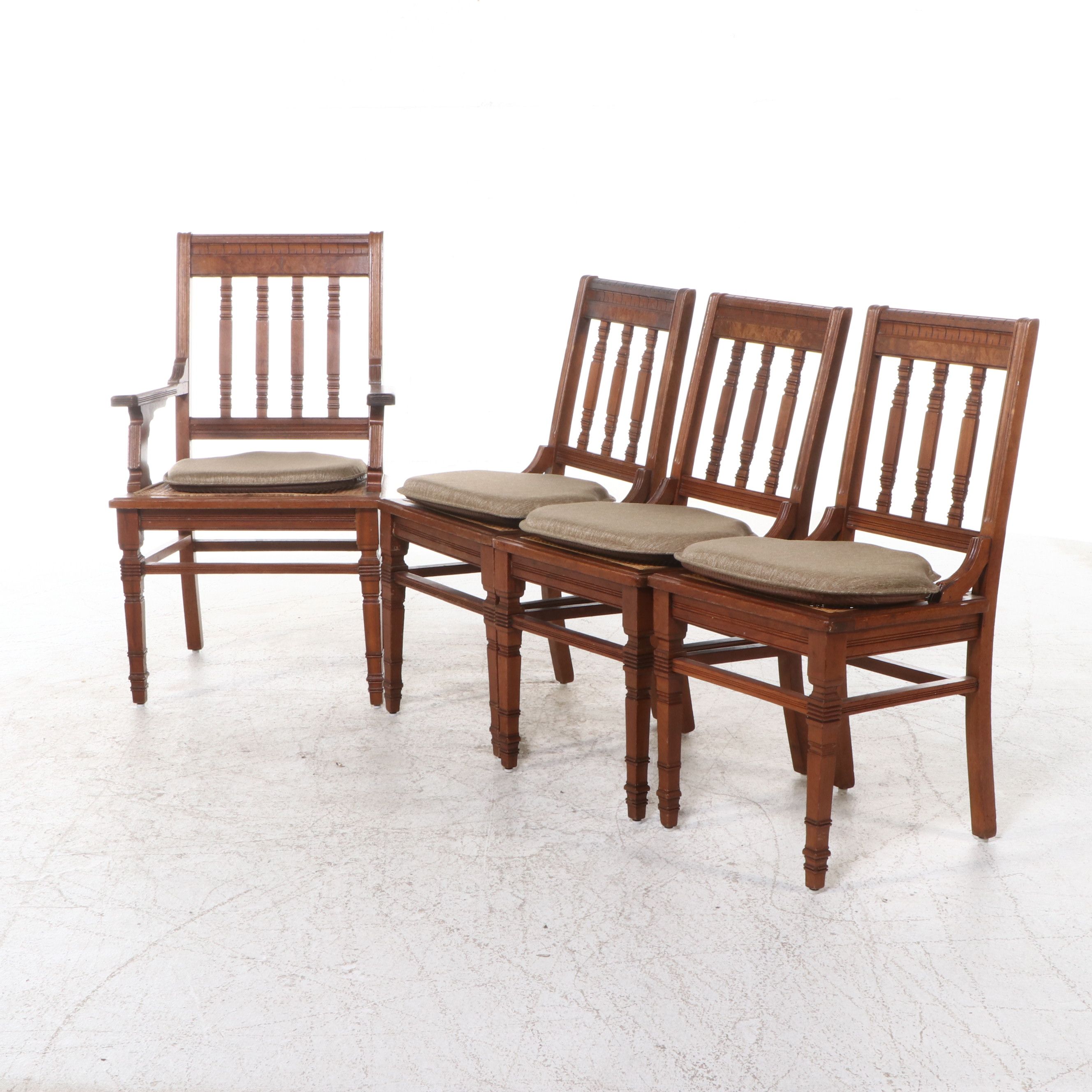 Set of Four Arts & Crafts Style Chairs with Caned Seating