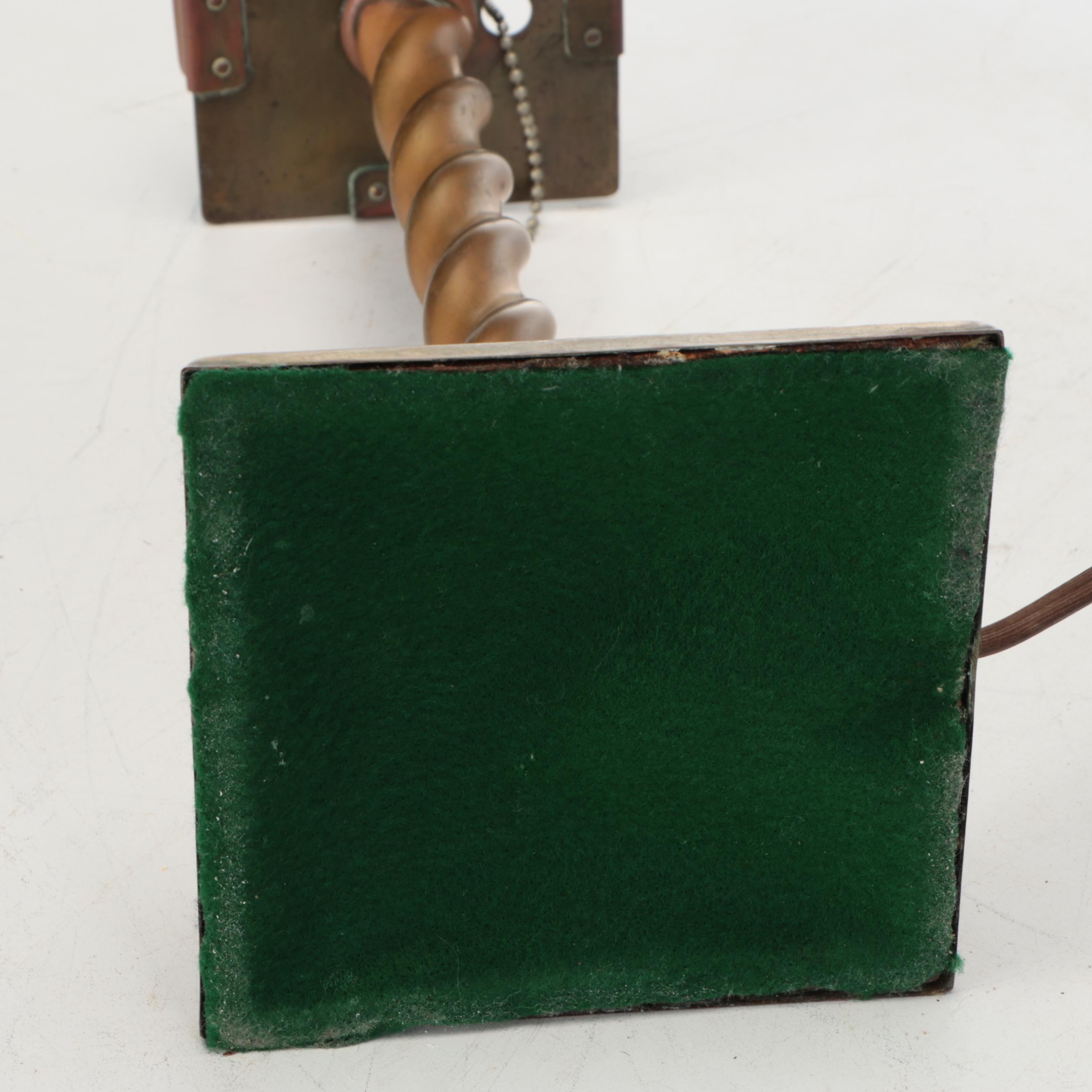 Barley Twist Brass Candlestick Lamps with Glass Lantern Shades, Vintage