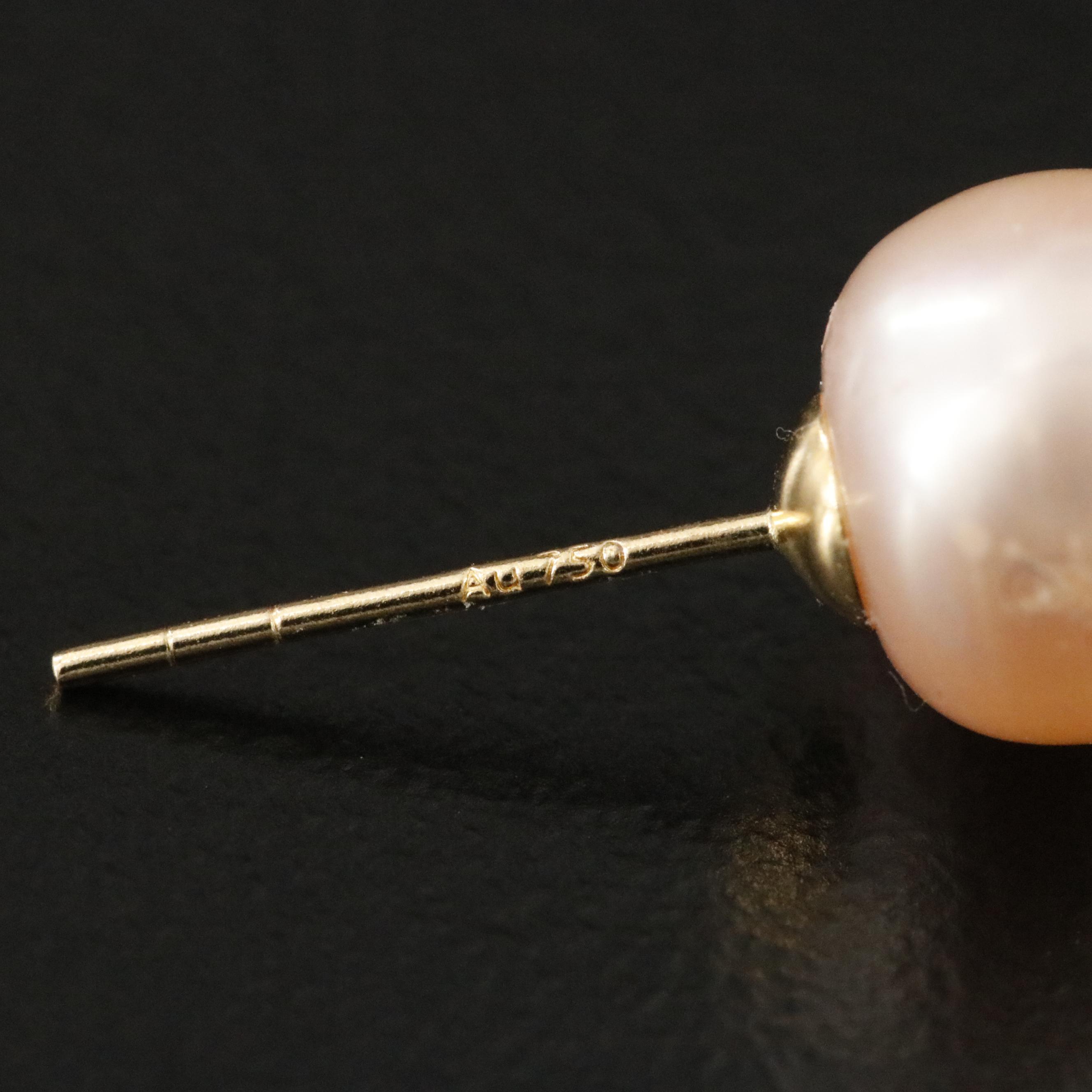 18K Pearl Studs with Mother-of-Pearl Flower Earring Enhancers