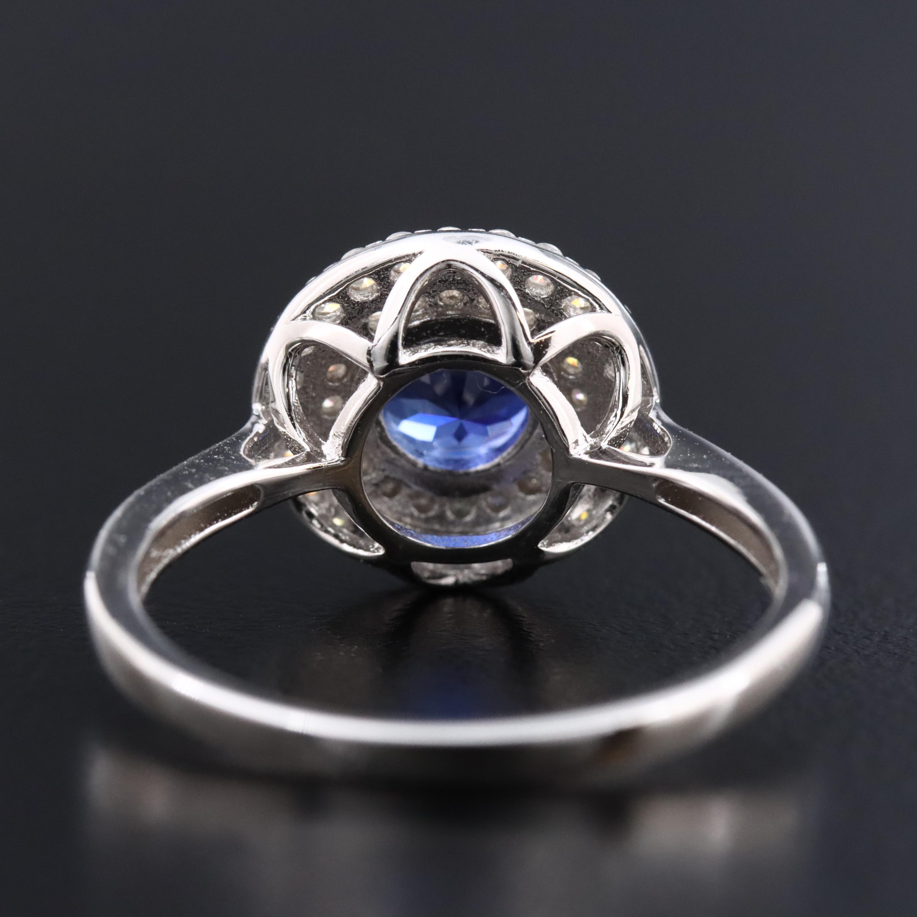 Sterling Sapphire and Moissanite Ring