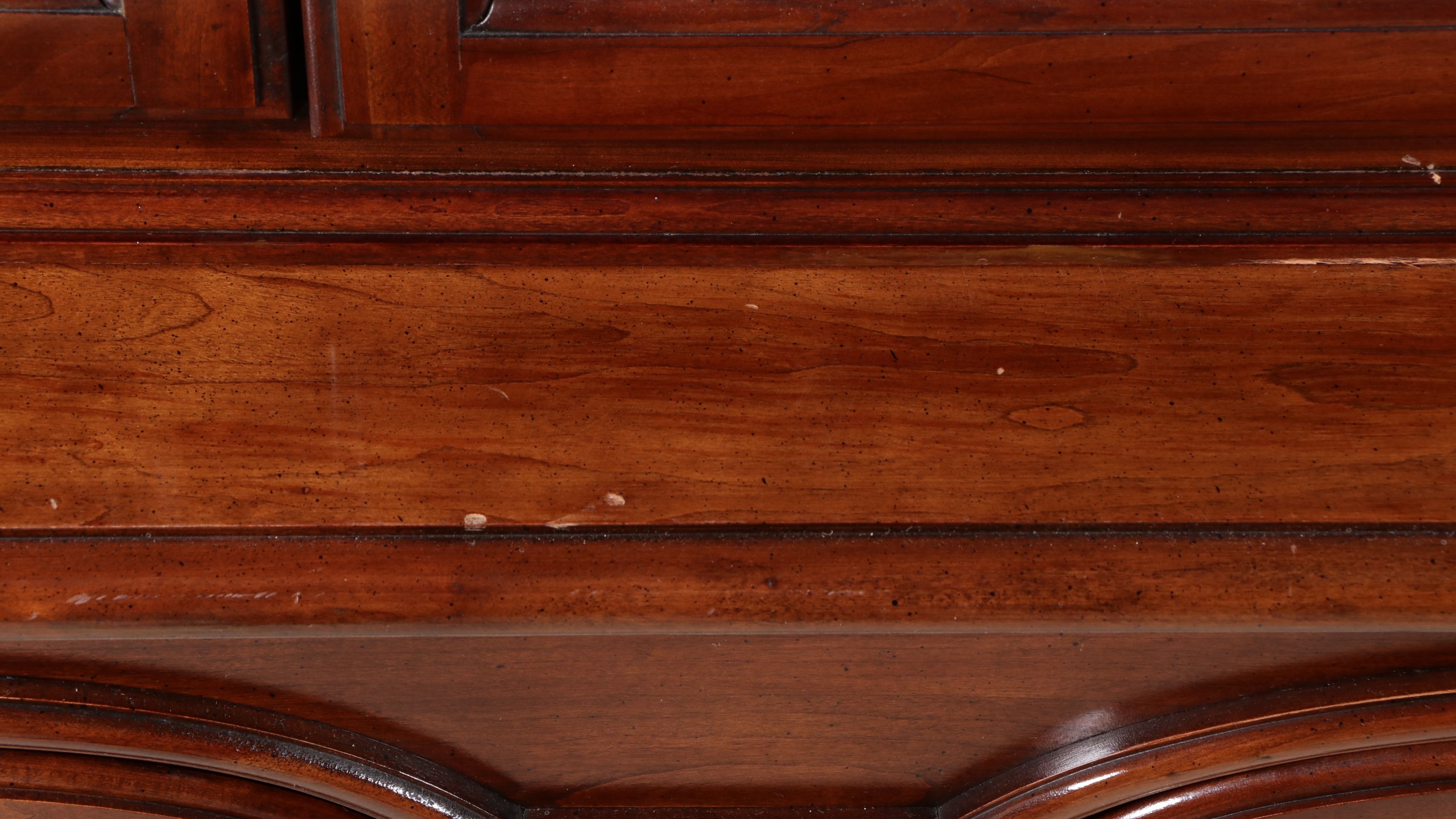 Georgian Style Cherry Illuminated China Cabinet, 1982