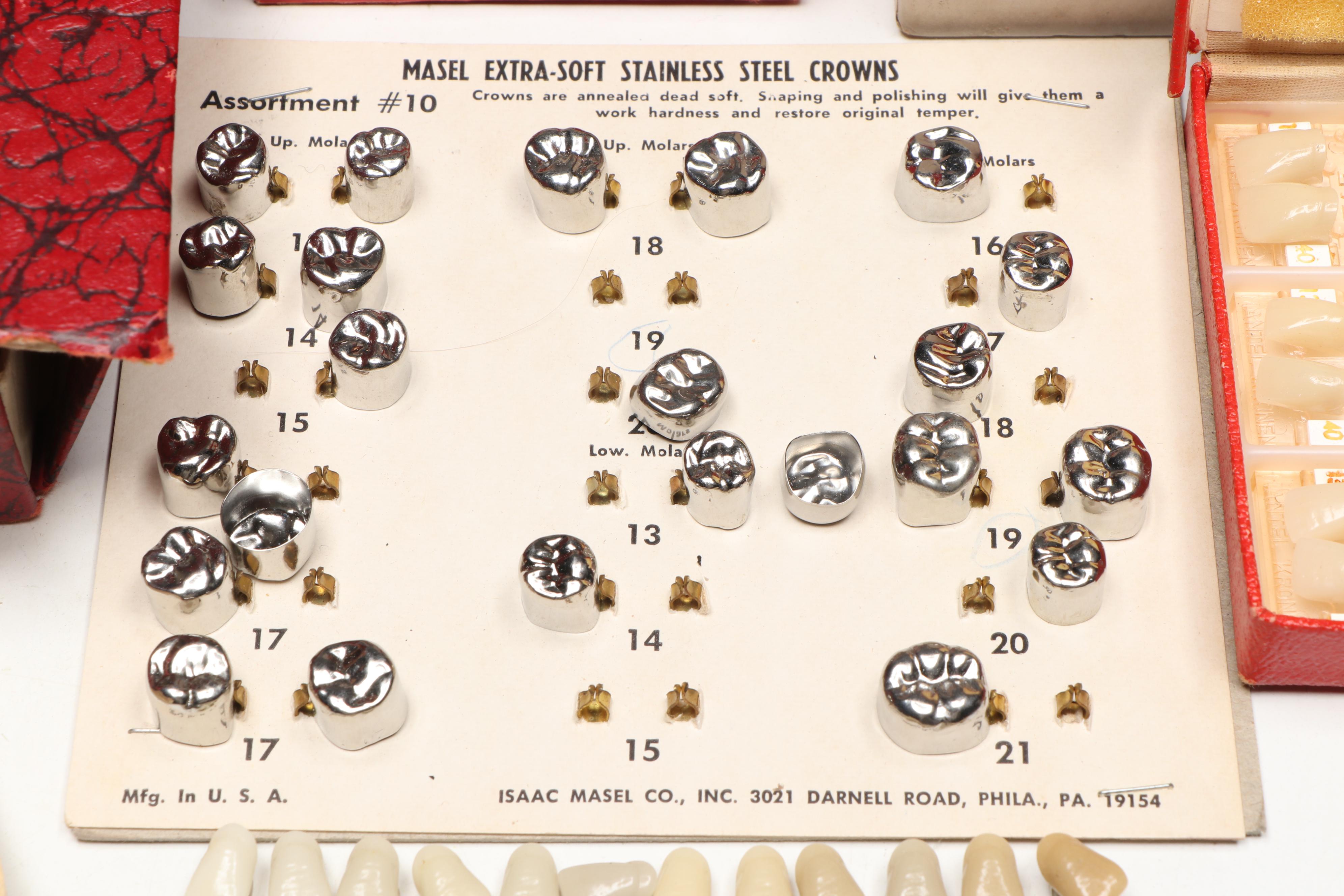 Liechtenstein Tooth Shade Guides with Masel Stainless Crowns, More Dental Tools
