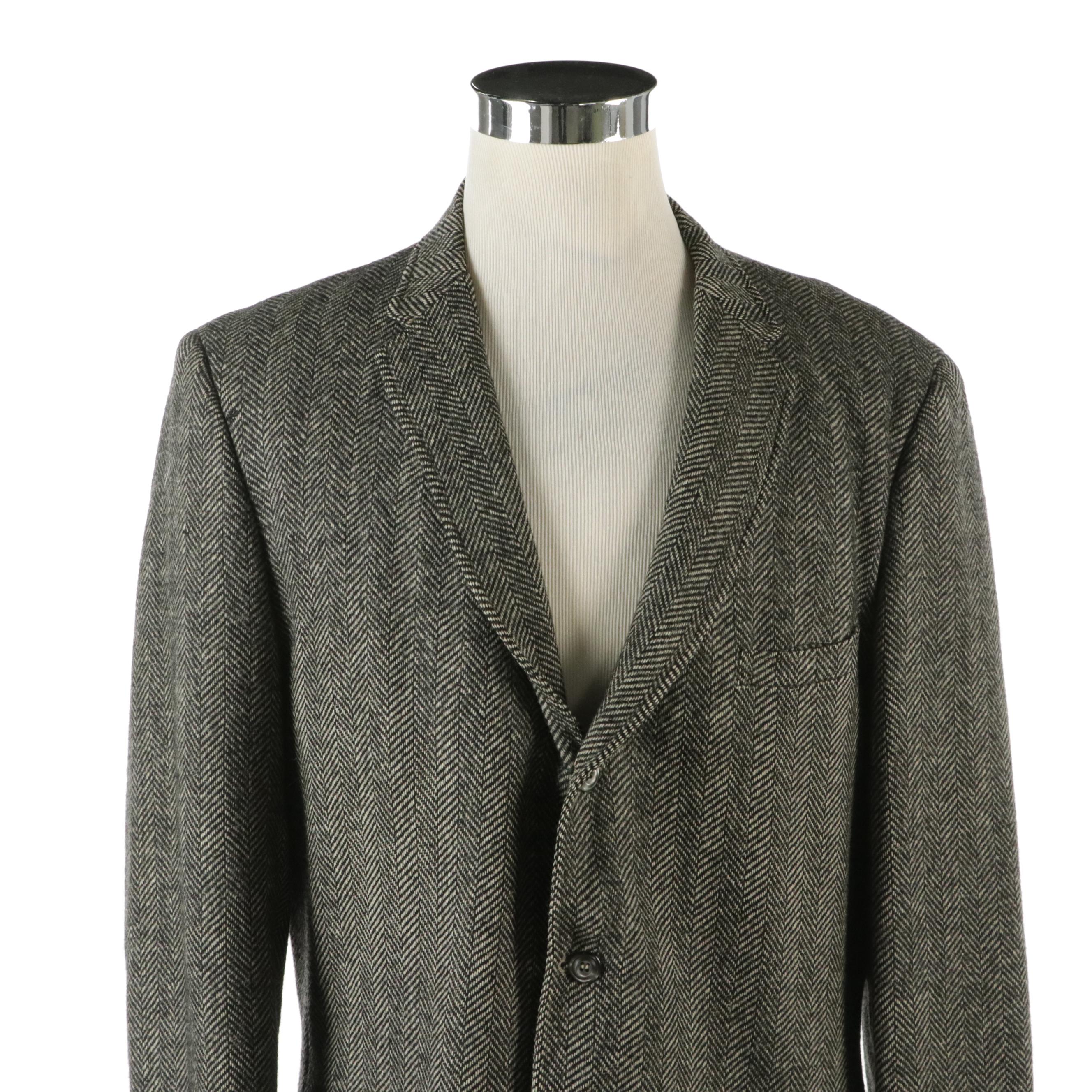 Men's Herringbone Tweed Three-Button Sport Coat and Wool Three-Piece Suit