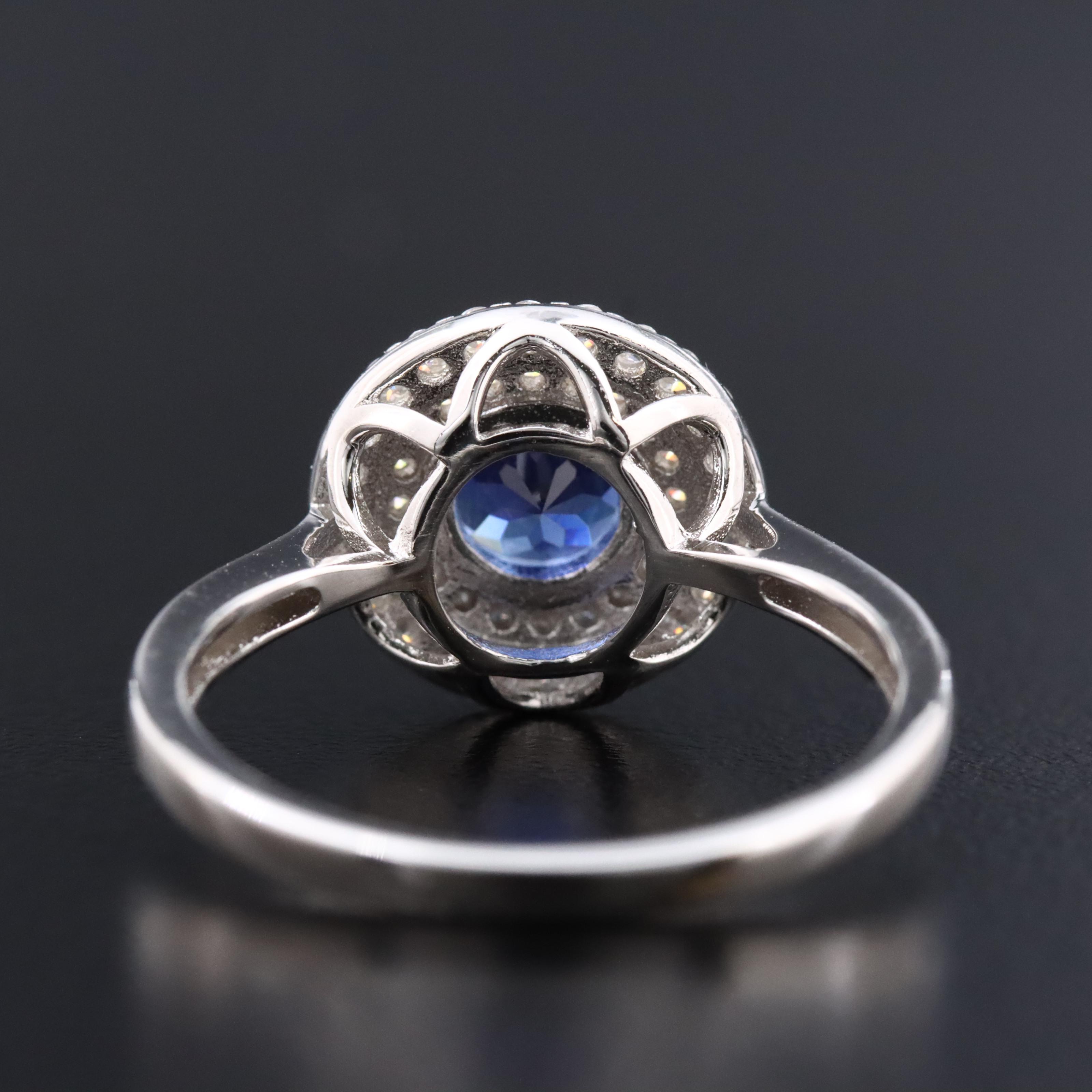 Sterling Sapphire and Moissanite Ring