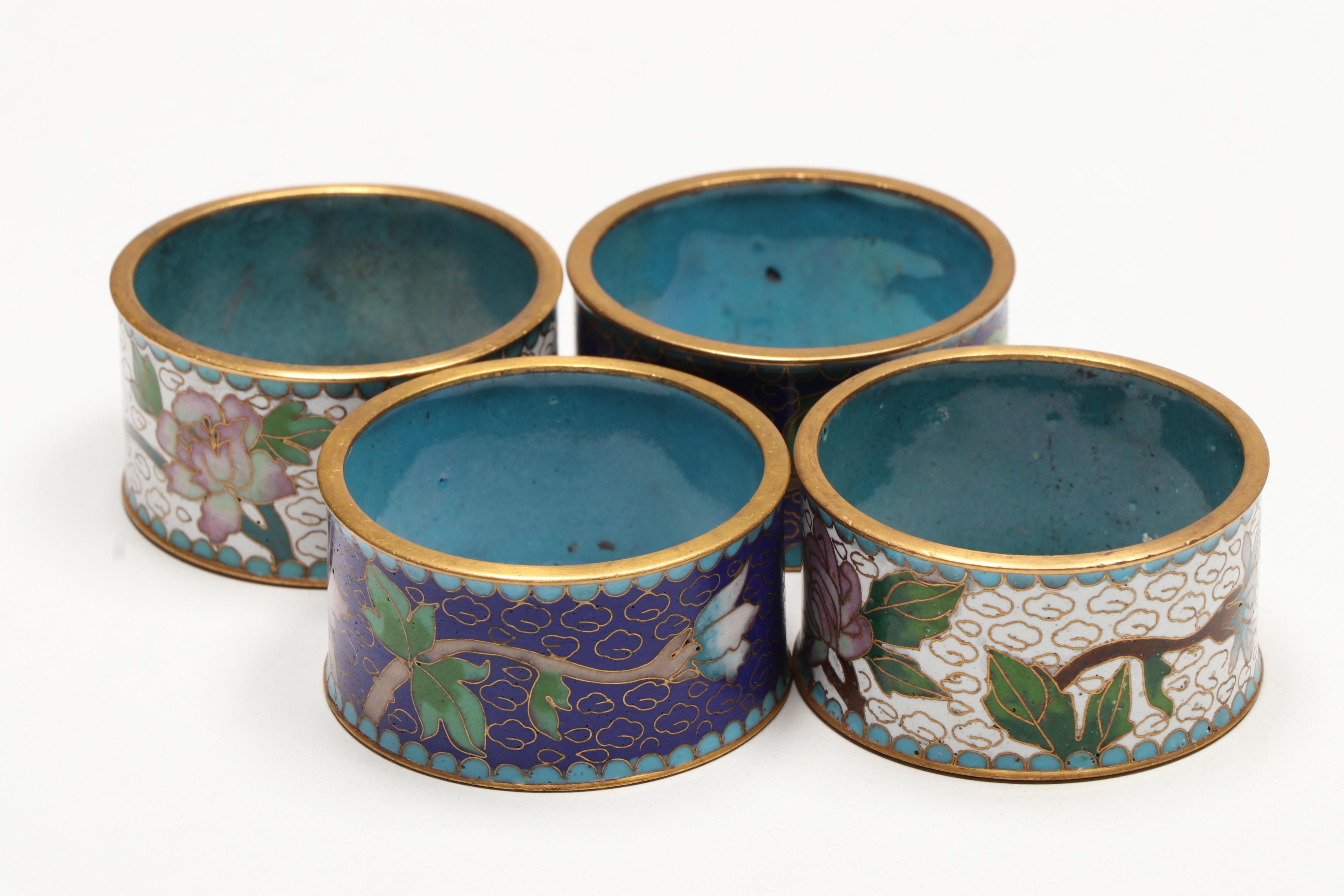 Chinese Cloisonné Napkin Rings with Chopsticks