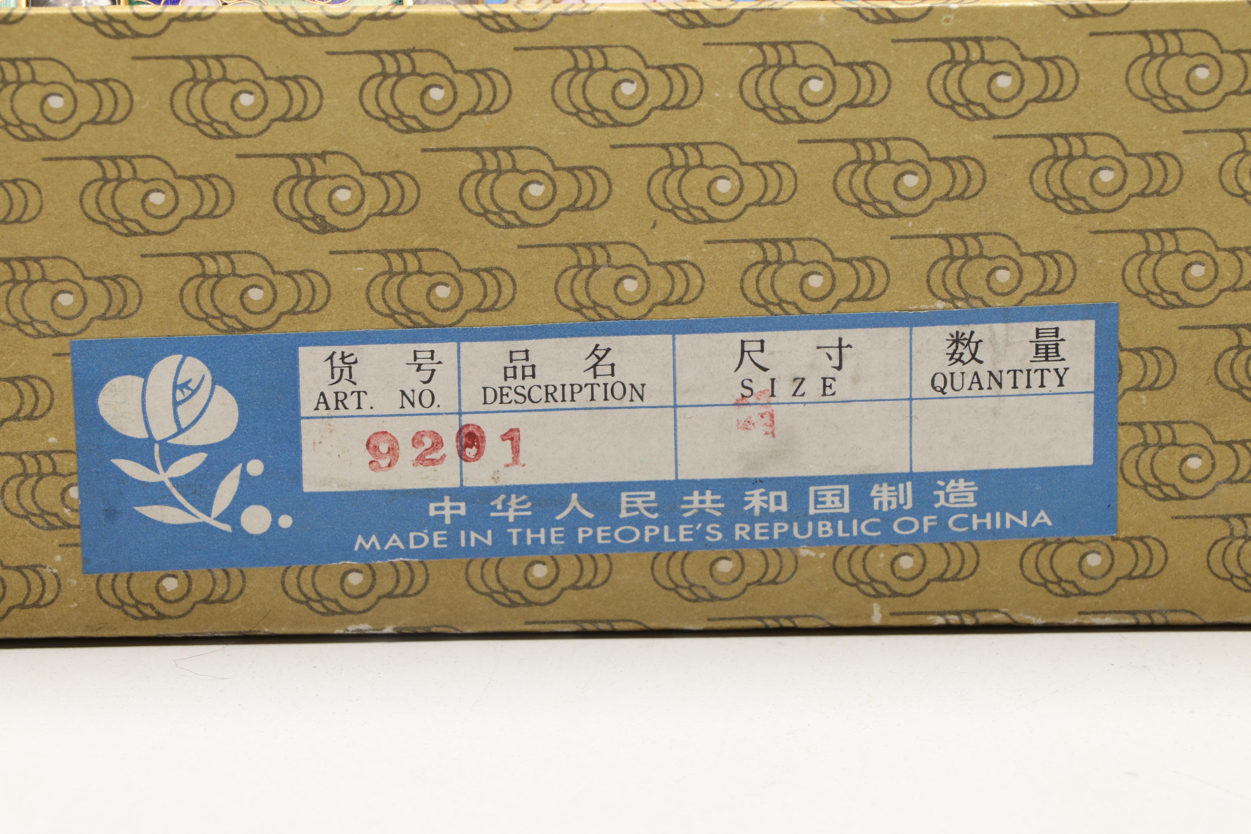 Chinese Cloisonné Napkin Rings with Chopsticks