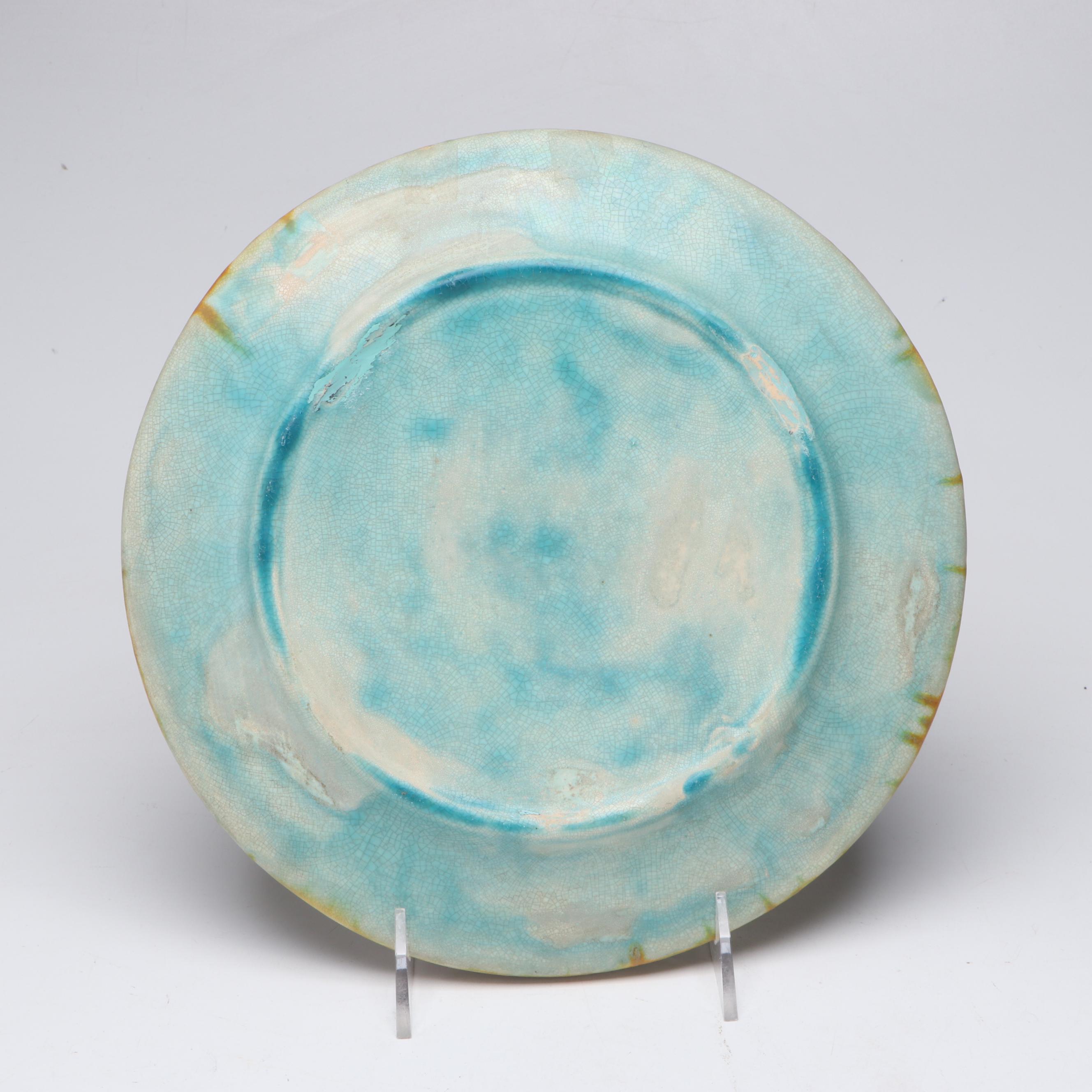 English Majolica Art Nouveau Style Myth of Thetis Cabinet  Plates