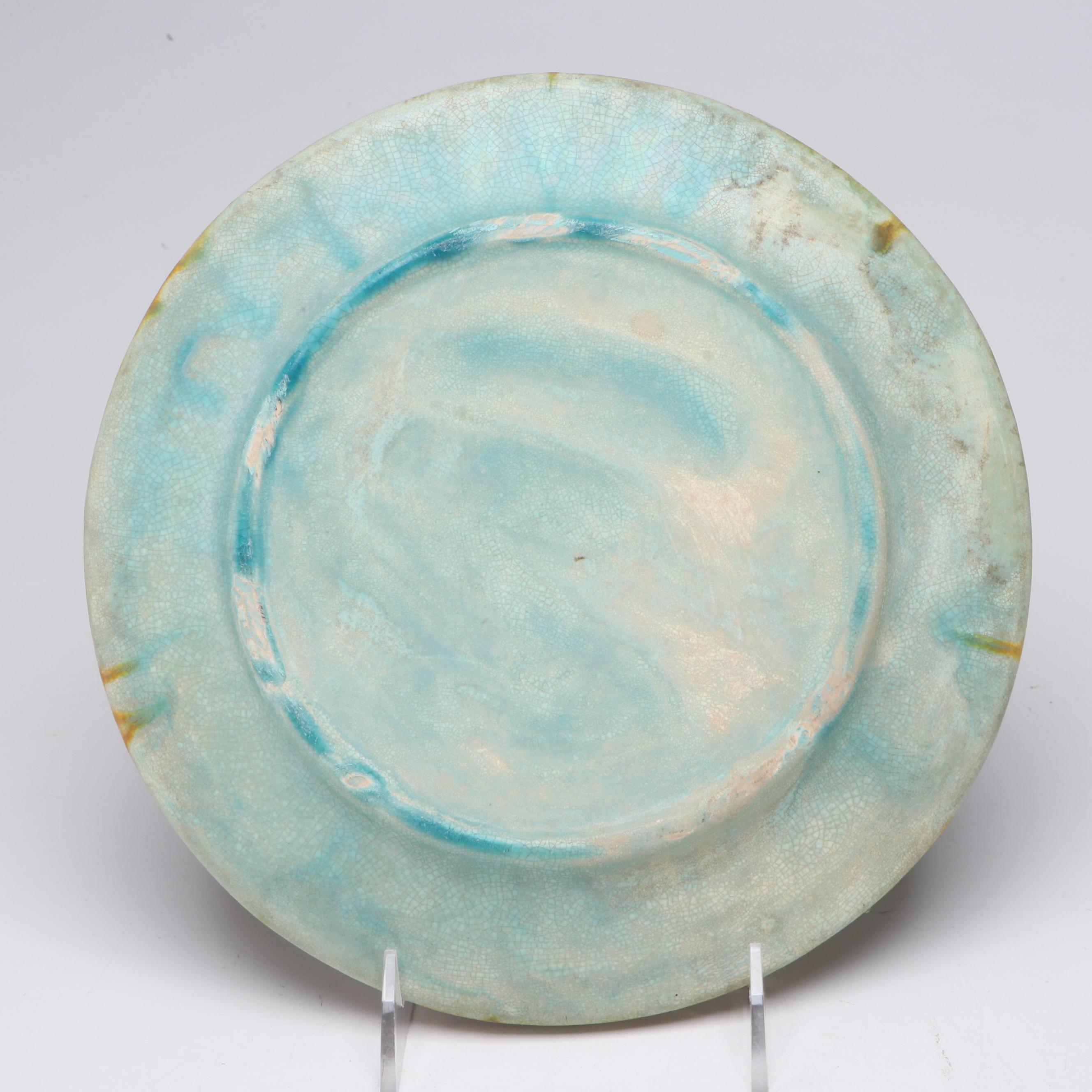 English Majolica Art Nouveau Style Myth of Thetis Cabinet  Plates