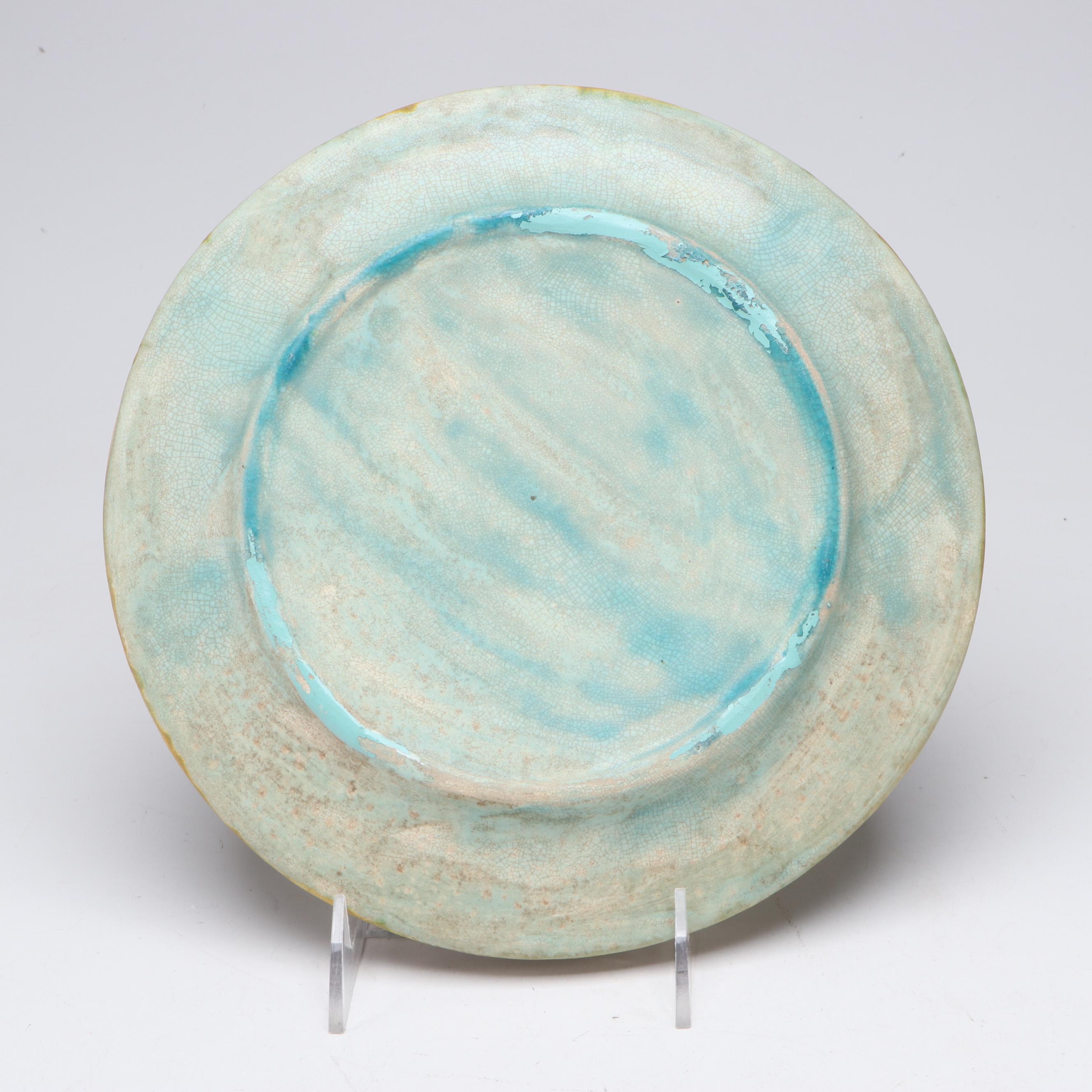 English Majolica Art Nouveau Style Myth of Thetis Cabinet  Plates