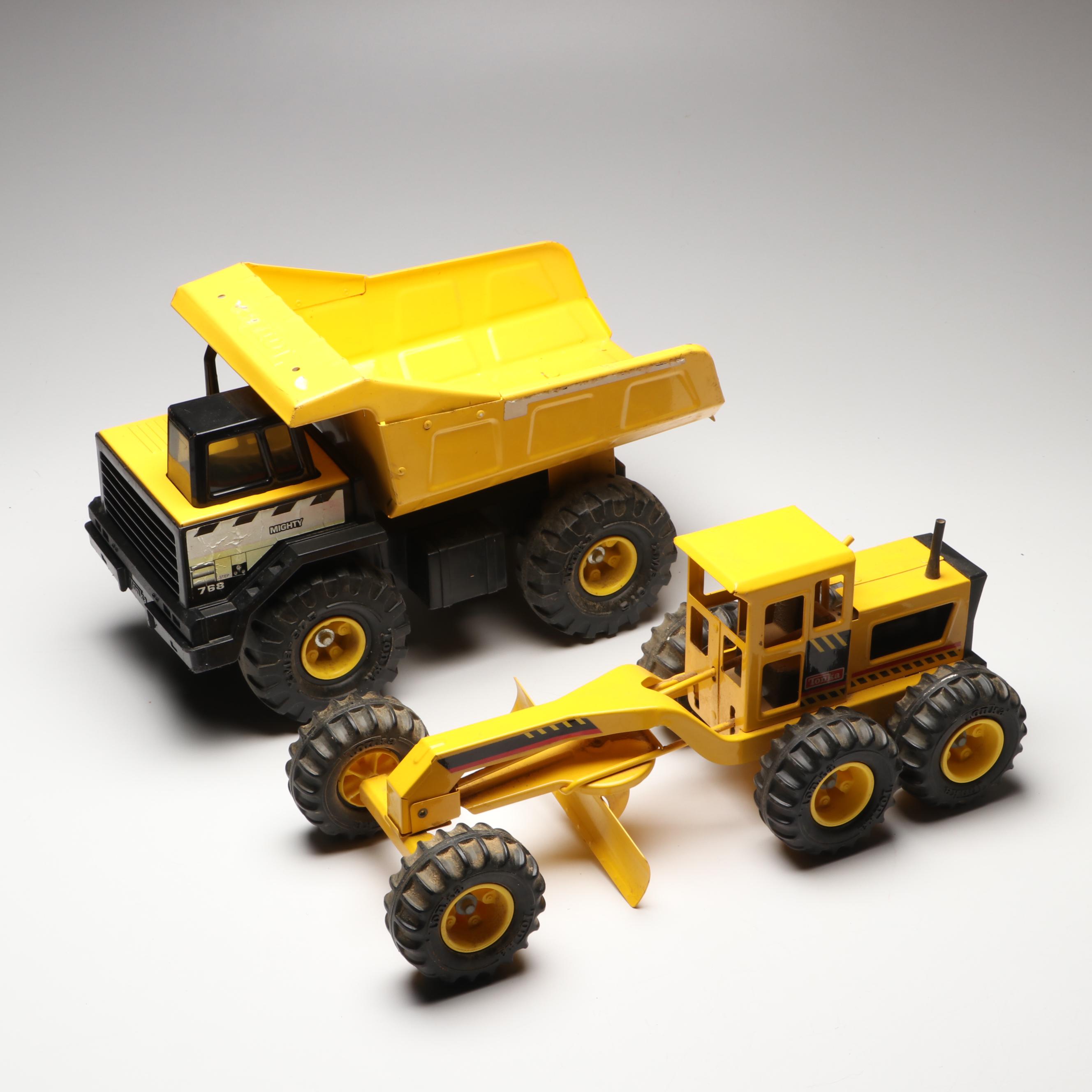 Tonka "Mighty" Dump Truck with Pressed Steel Road Grader