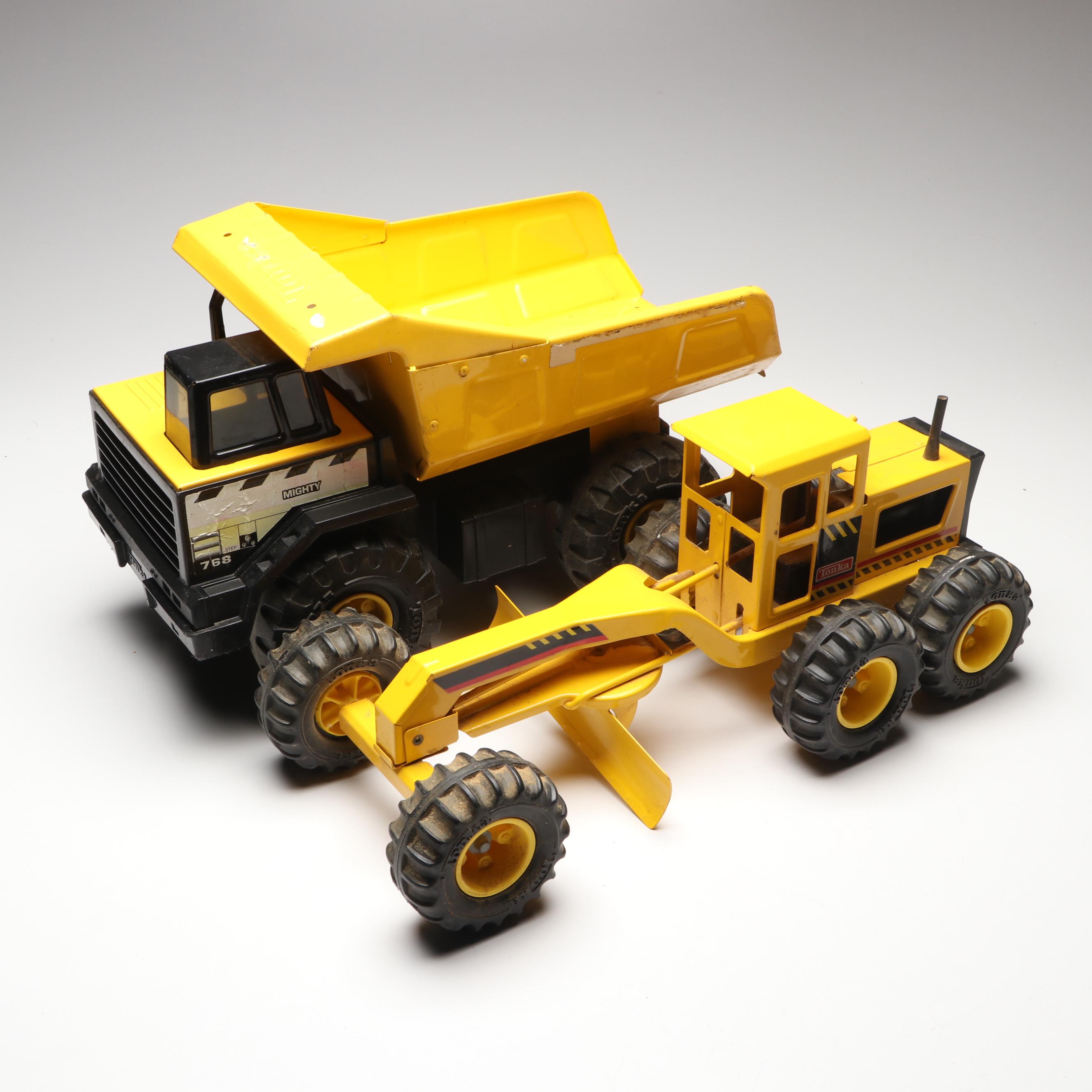 Tonka "Mighty" Dump Truck with Pressed Steel Road Grader