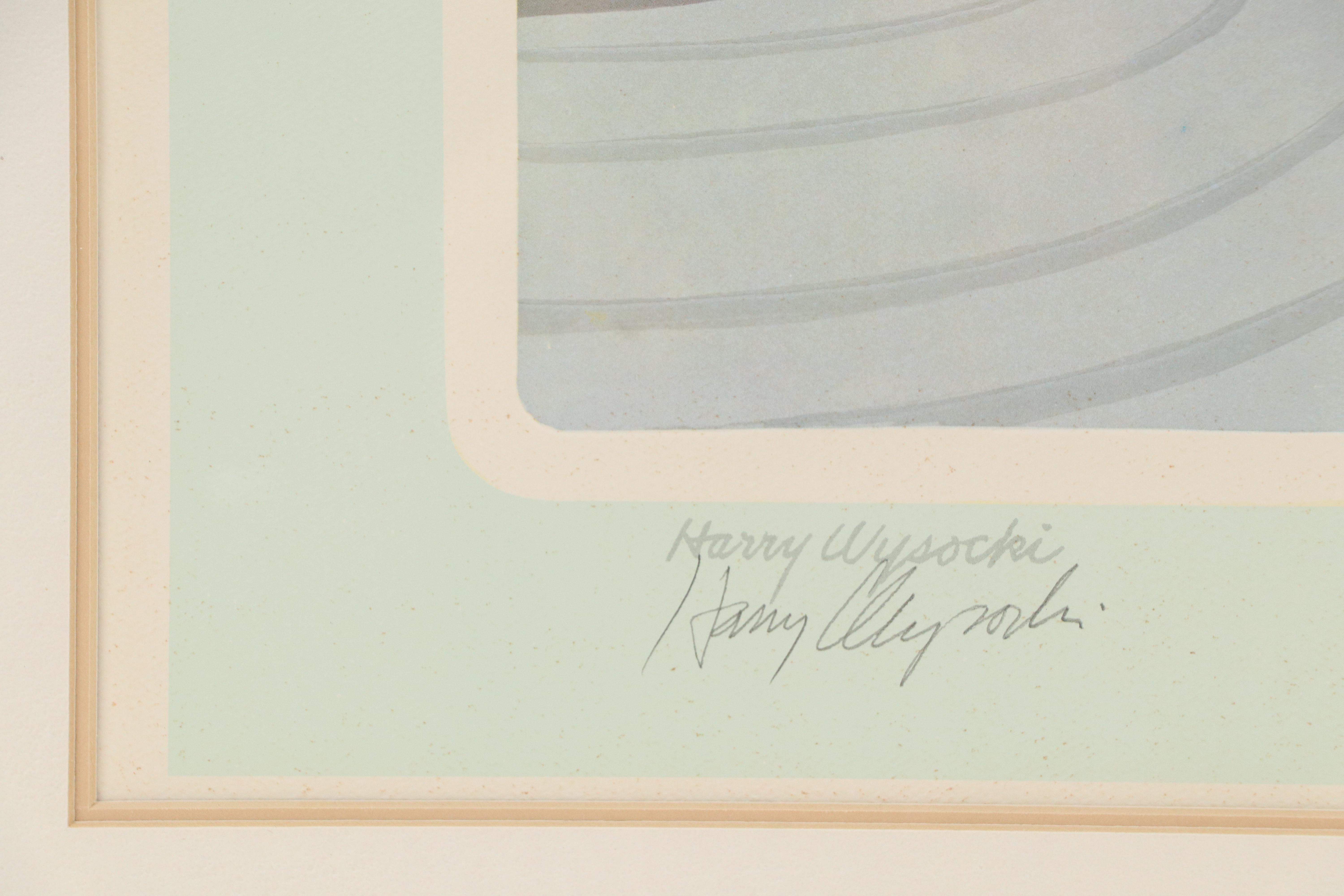 Harry Wysocki Embossed Offset Lithograph of Swans