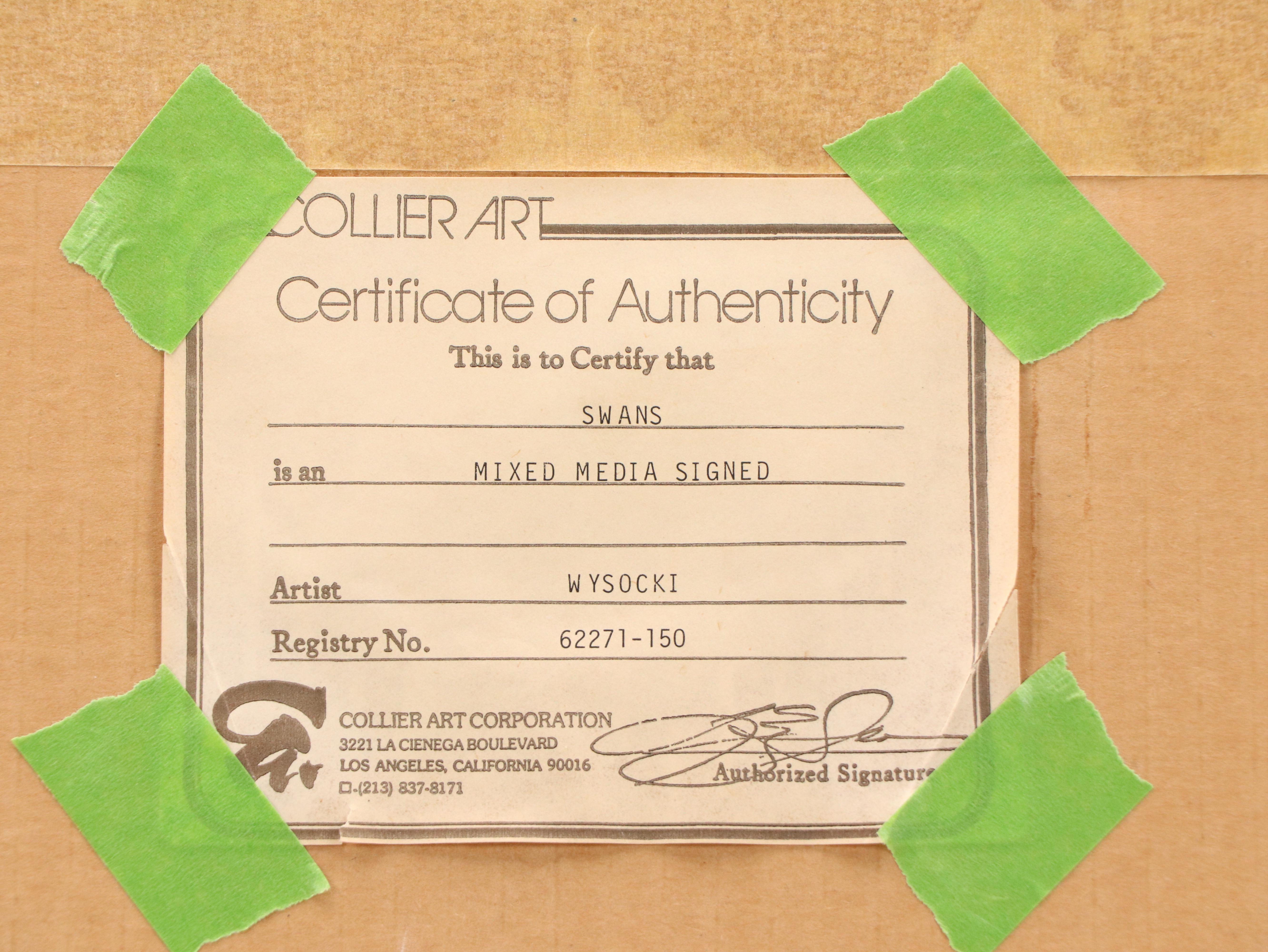 Harry Wysocki Embossed Offset Lithograph of Swans