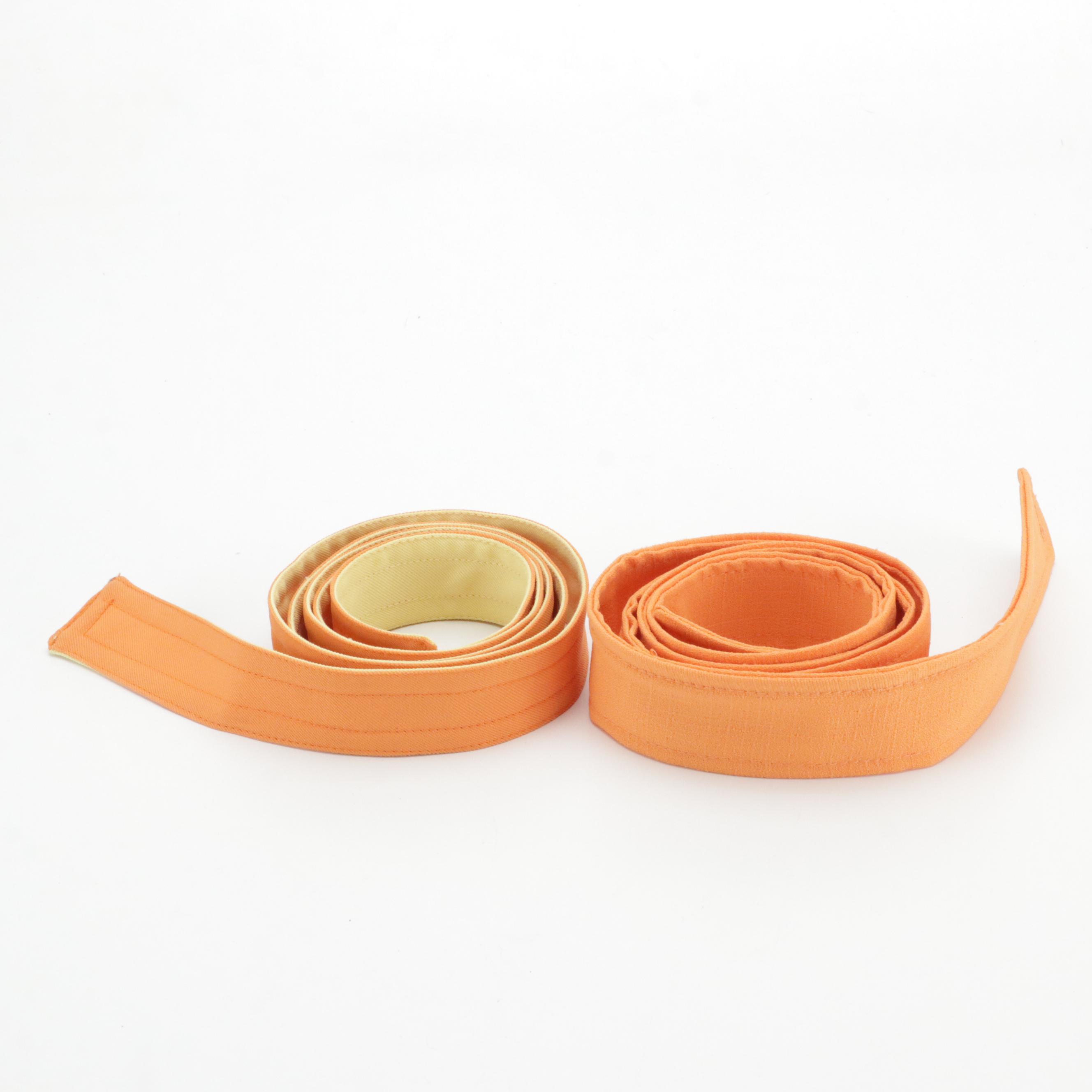 Vintage Fashionaire Orange and Yellow Pantsuits with Belts